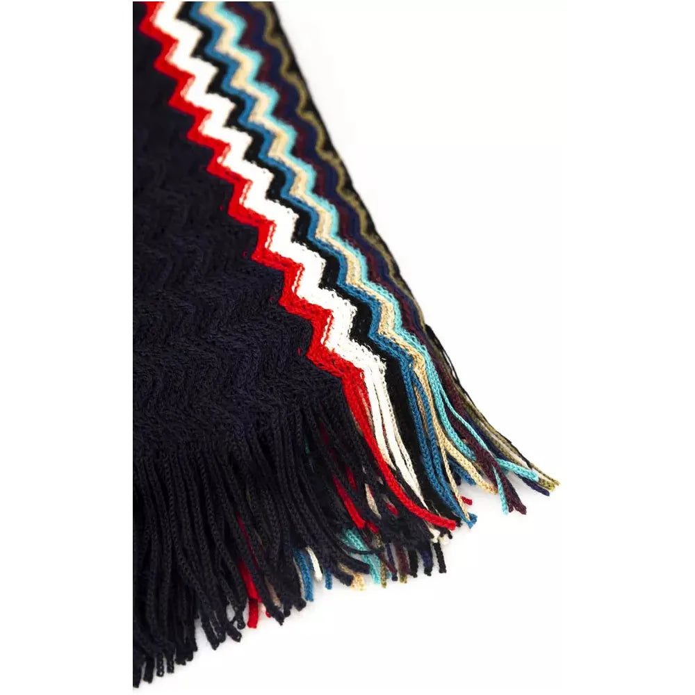 Missoni Black Wool Scarf with Distinctive Geometric Pattern