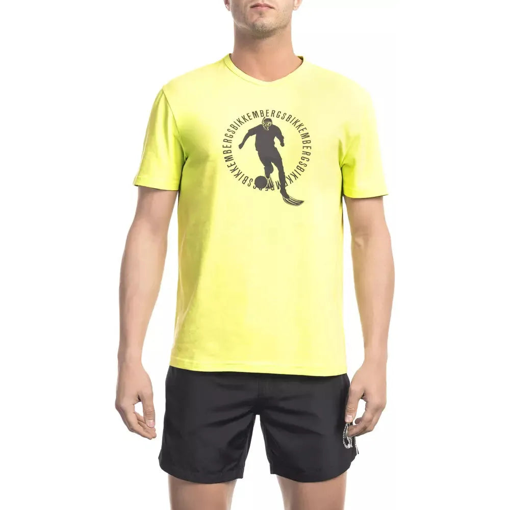 Bikkembergs Yellow Cotton T-Shirt for Effortless Elegance