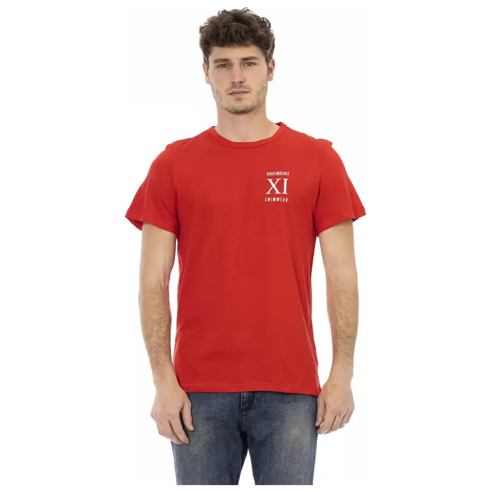 Bikkembergs Red Cotton T-Shirt for Effortless Elegance
