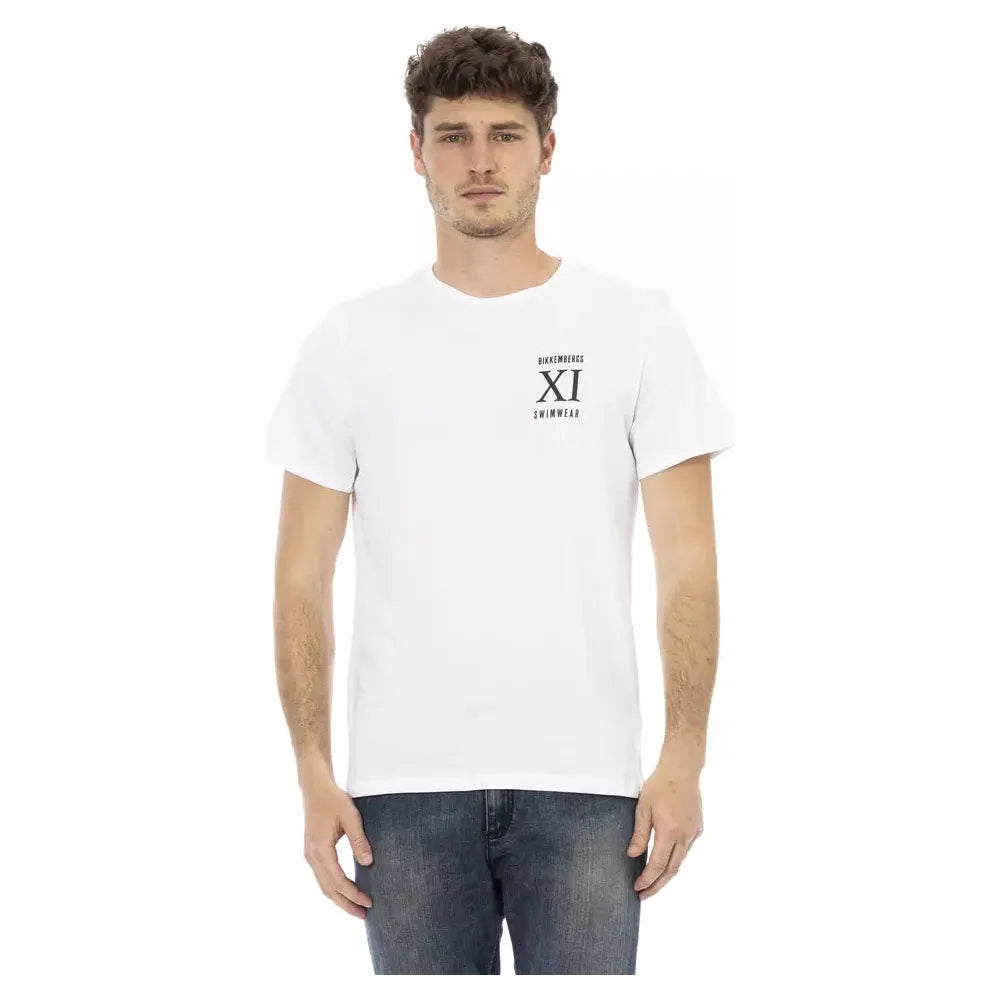 Bikkembergs White Cotton Front Print T-Shirt