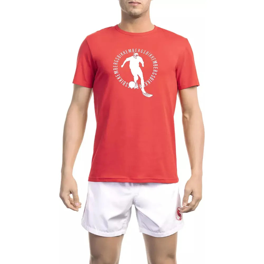 Bikkembergs Red Cotton T-Shirt for Elevated Casual Style