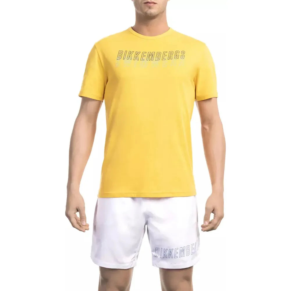 Bikkembergs Yellow Cotton T-Shirt for Bold Elegance
