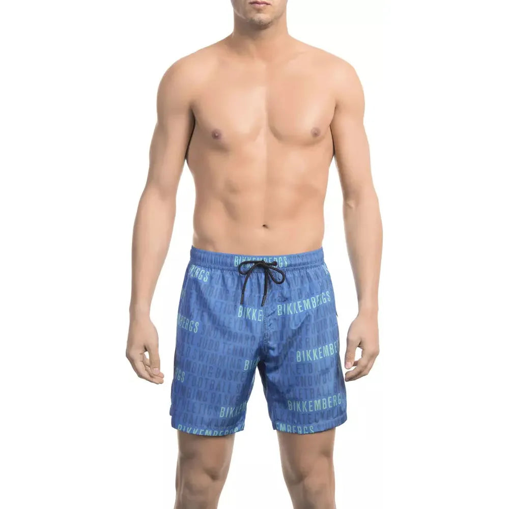 Bikkembergs Blue Cotton Swim Short for Elevated Summer Style