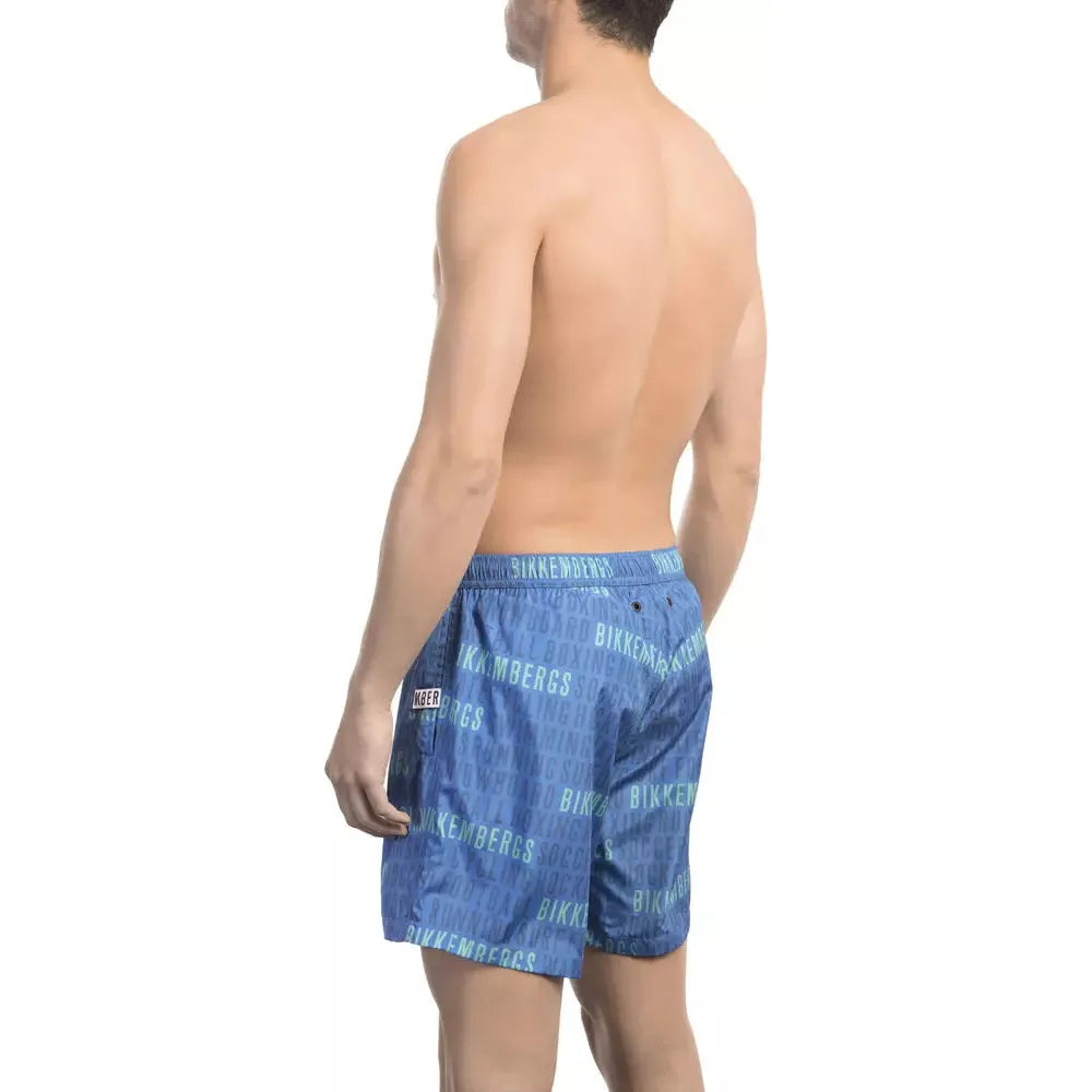 Bikkembergs Blue Cotton Swim Short for Elevated Summer Style