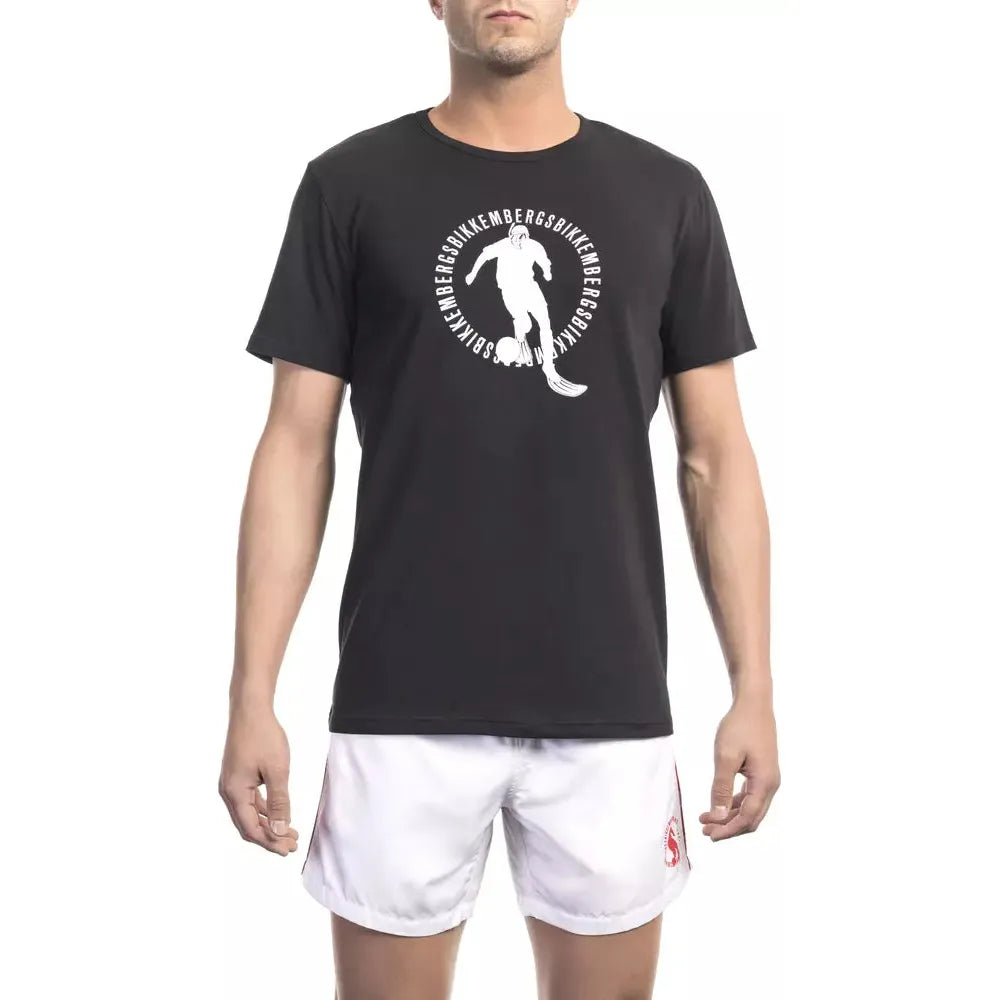 Bikkembergs Black Cotton T-Shirt for Elevated Style