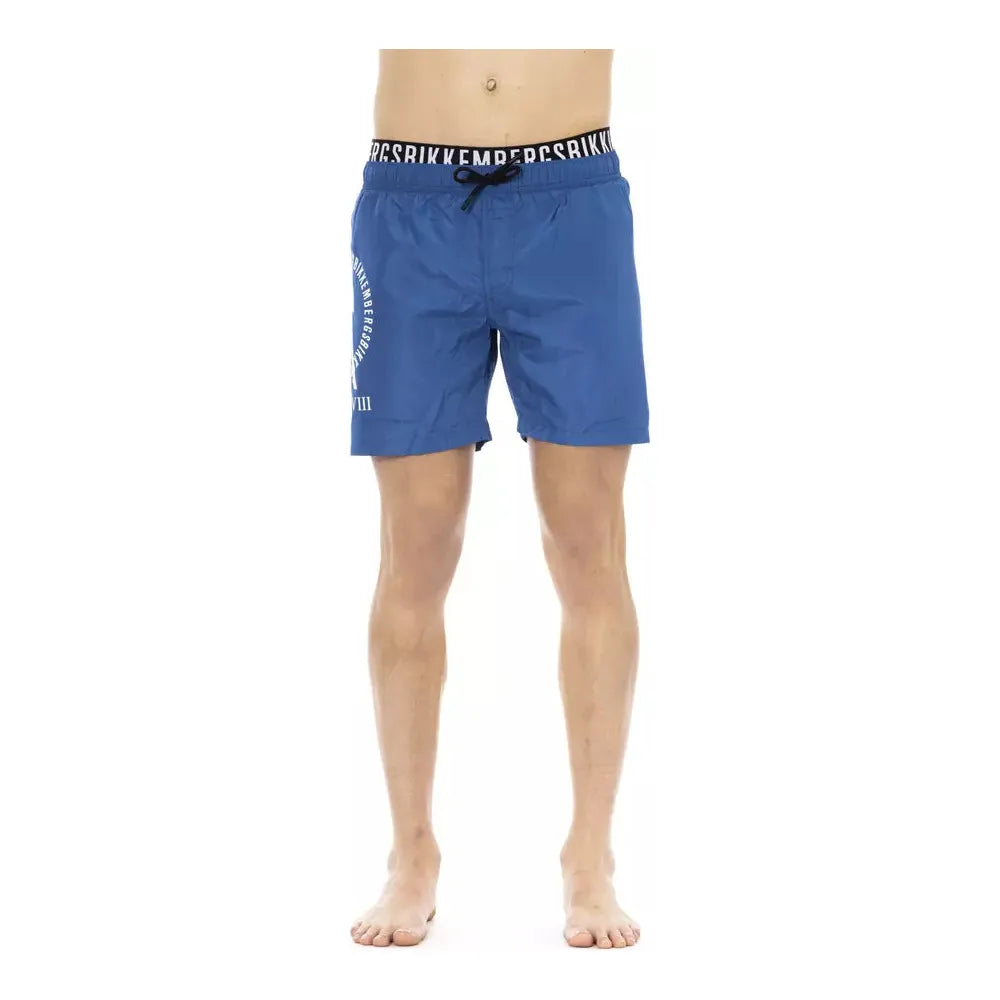 Bikkembergs Blue Cotton Swim Short with Signature Craftsmanship