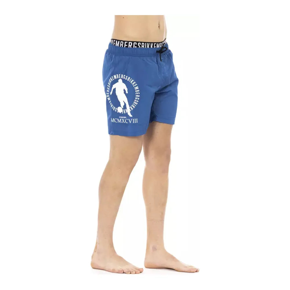 Bikkembergs Blue Cotton Swim Short with Signature Craftsmanship