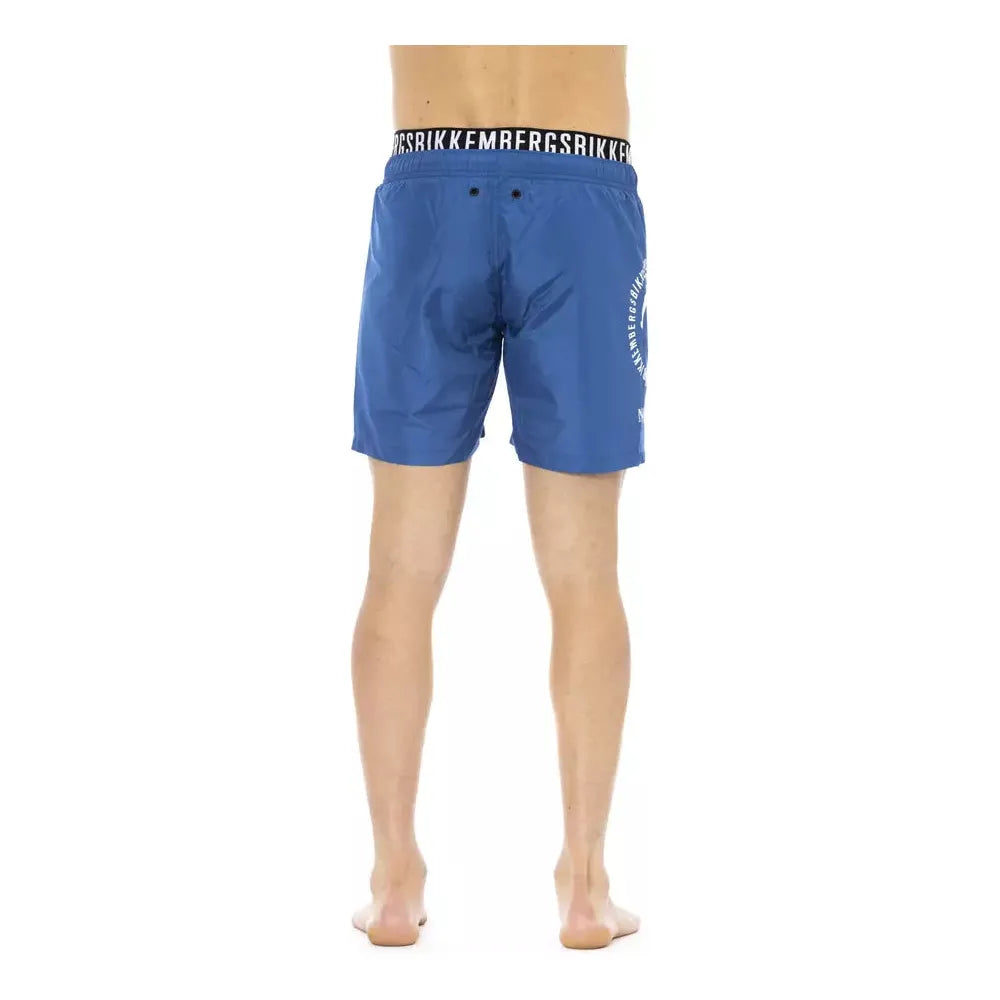 Bikkembergs Blue Cotton Swim Short with Signature Craftsmanship