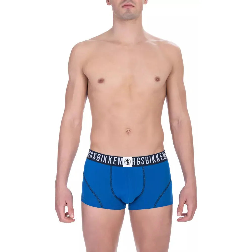 Bikkembergs Blue Cotton Trunk Underwear Pack of Luxury