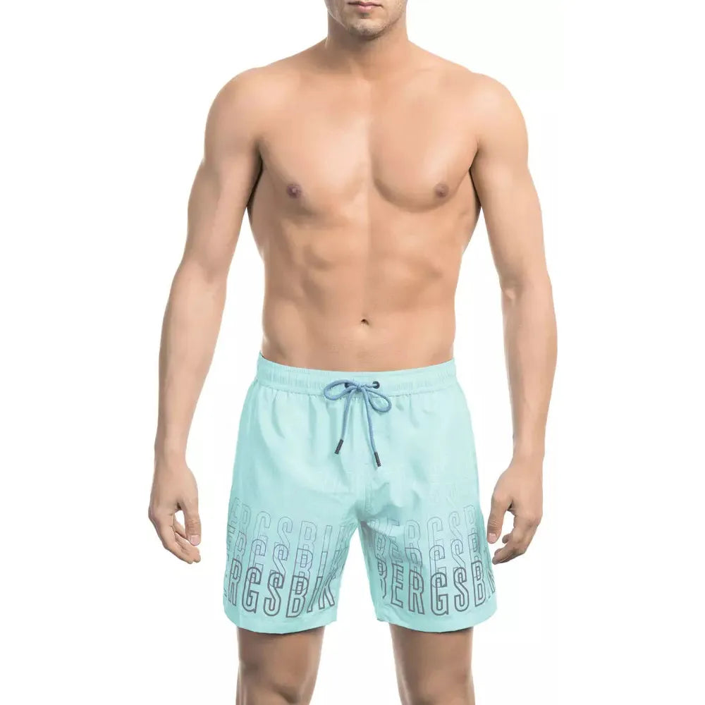 Bikkembergs Light Blue Swim Short with Dégradé Design