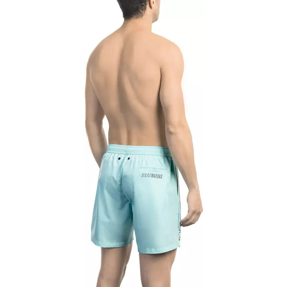 Bikkembergs Light Blue Swim Short with Dégradé Design