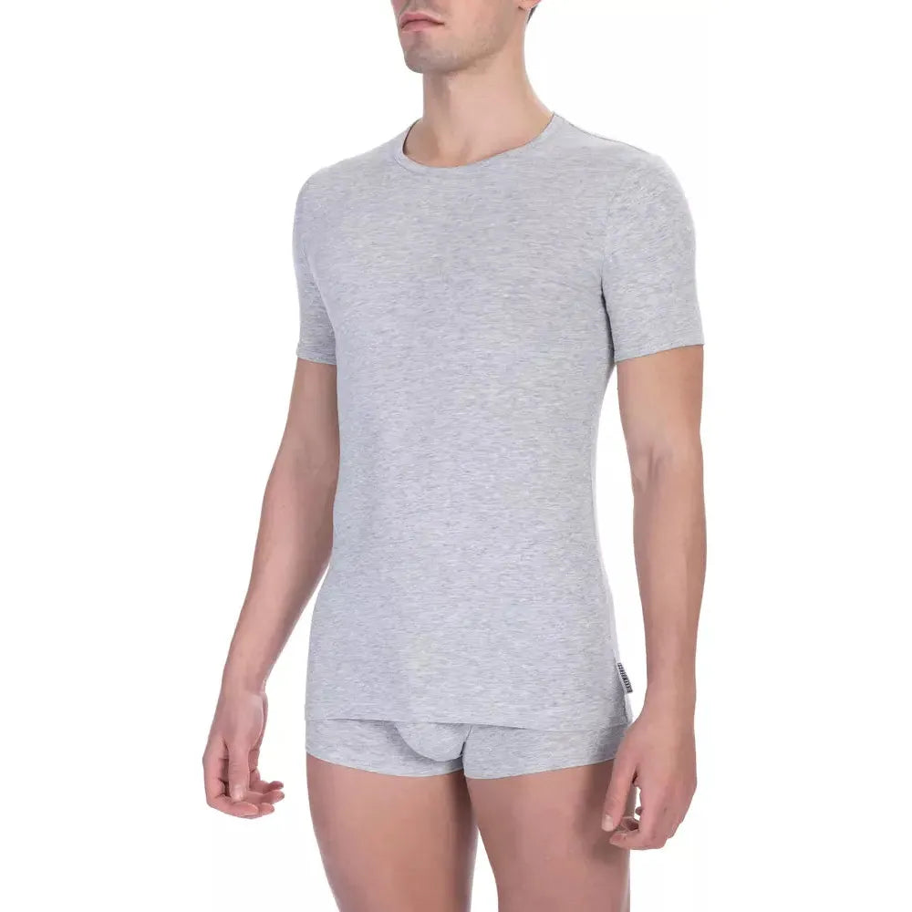 Bikkembergs Gray Cotton T-Shirt for Elevated Style