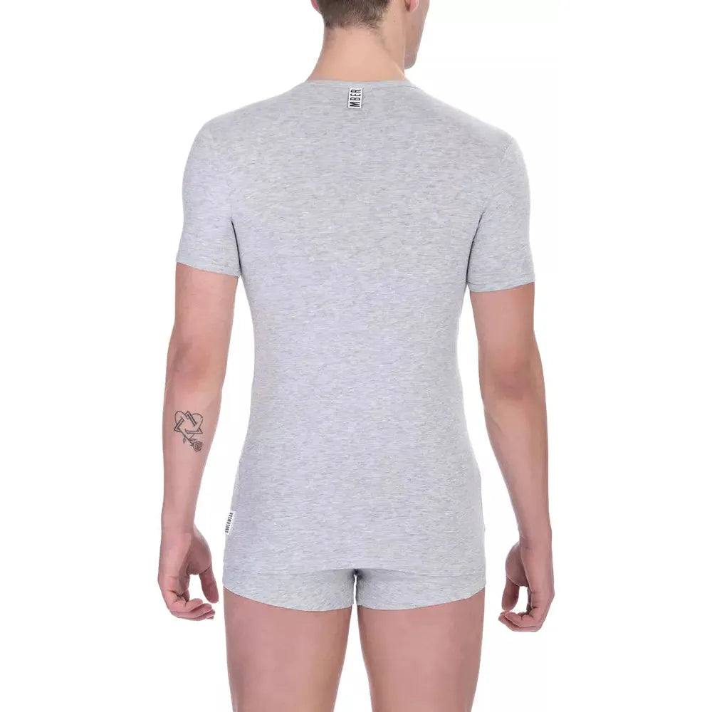 Bikkembergs Gray Cotton T-Shirt for Elevated Style