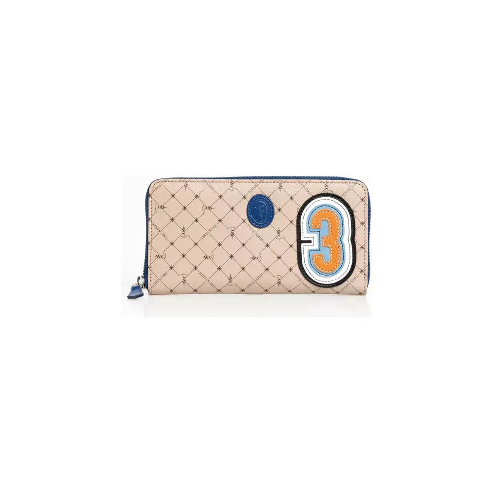 Trussardi Beige Leather Wallet with Iconic Design