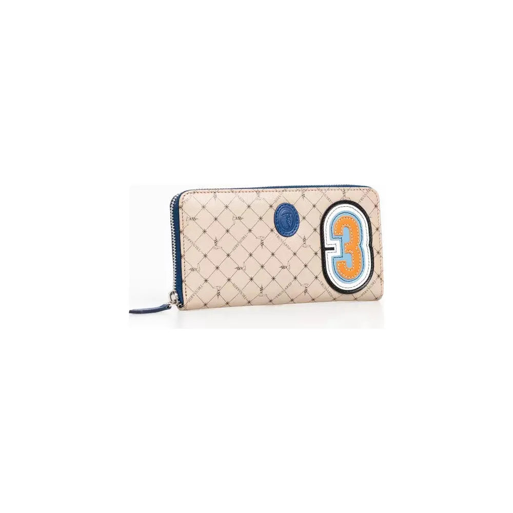 Trussardi Beige Leather Wallet with Iconic Design