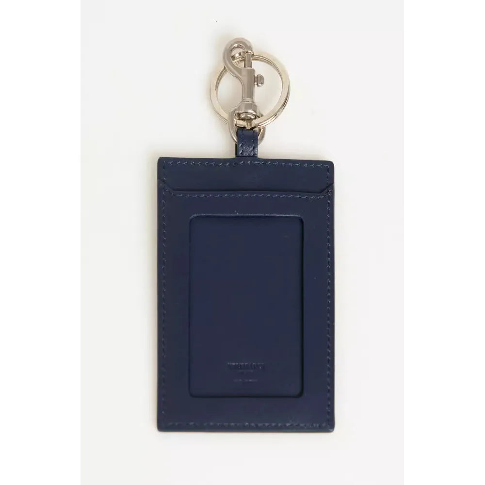 Trussardi Blue Leather Keychain Luxury Italian Design