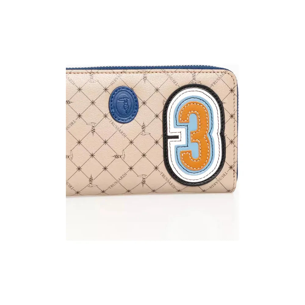 Trussardi Beige Leather Wallet with Iconic Design