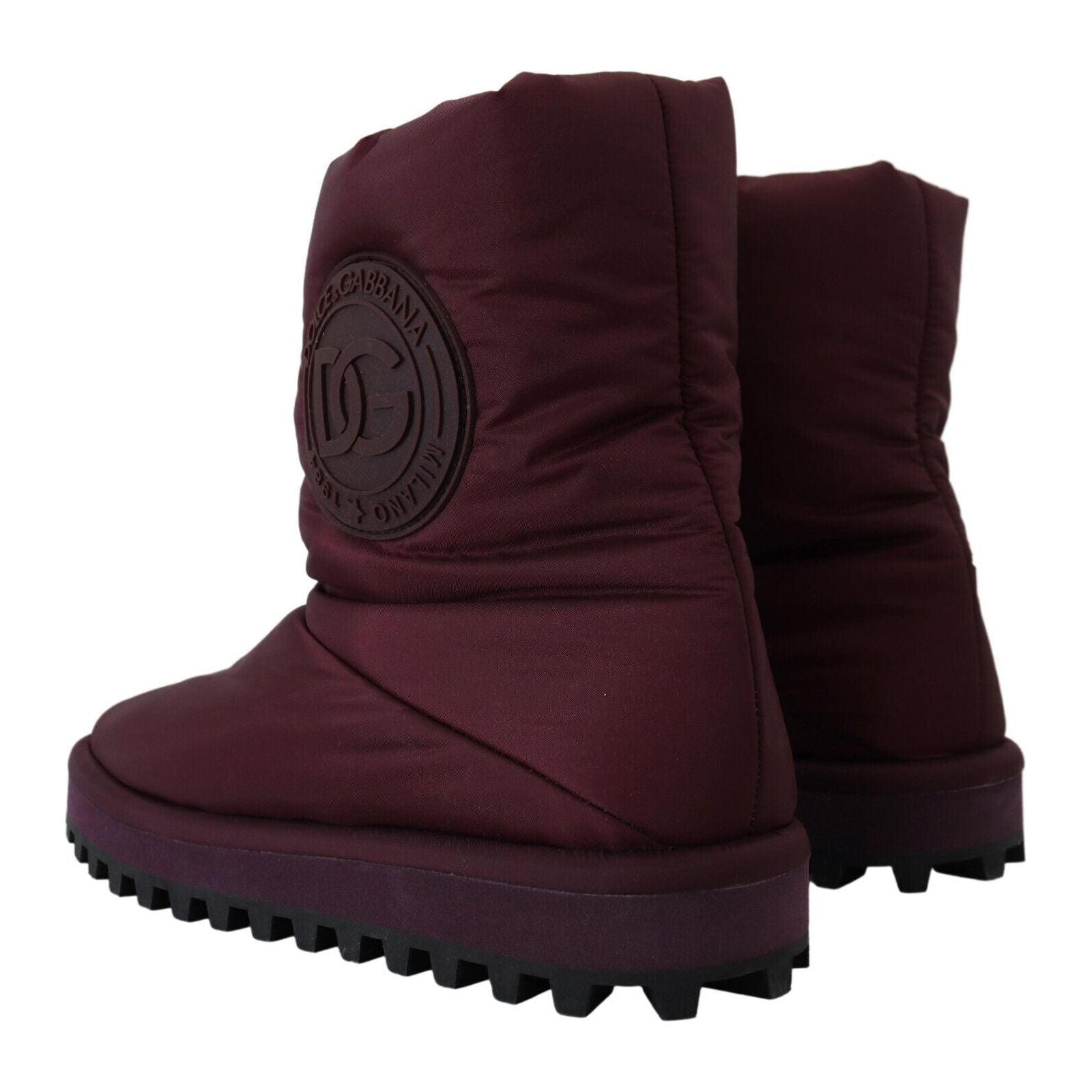 Dolce & Gabbana Bordeaux Leather Mid Calf Boots
