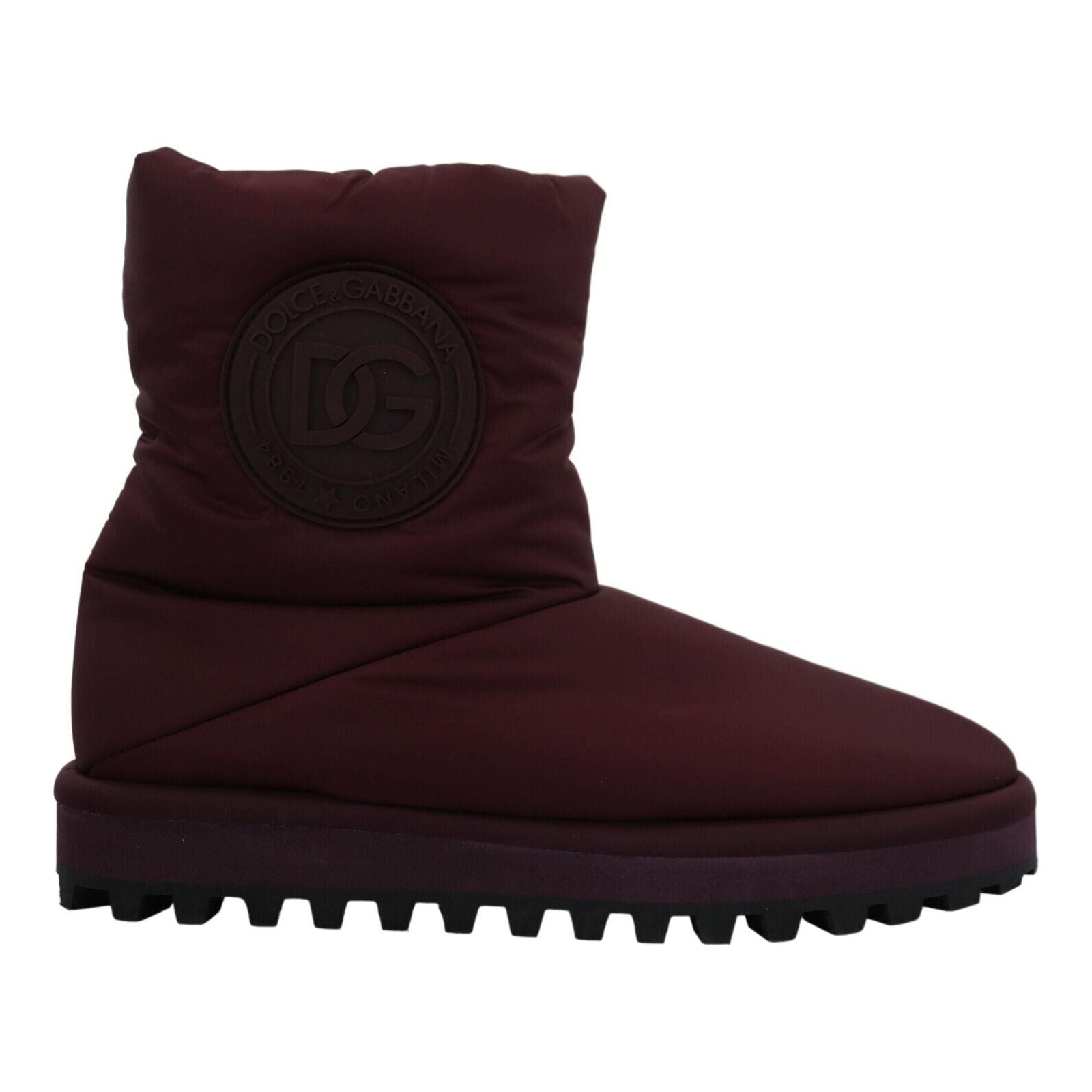 Dolce & Gabbana Bordeaux Leather Mid Calf Boots