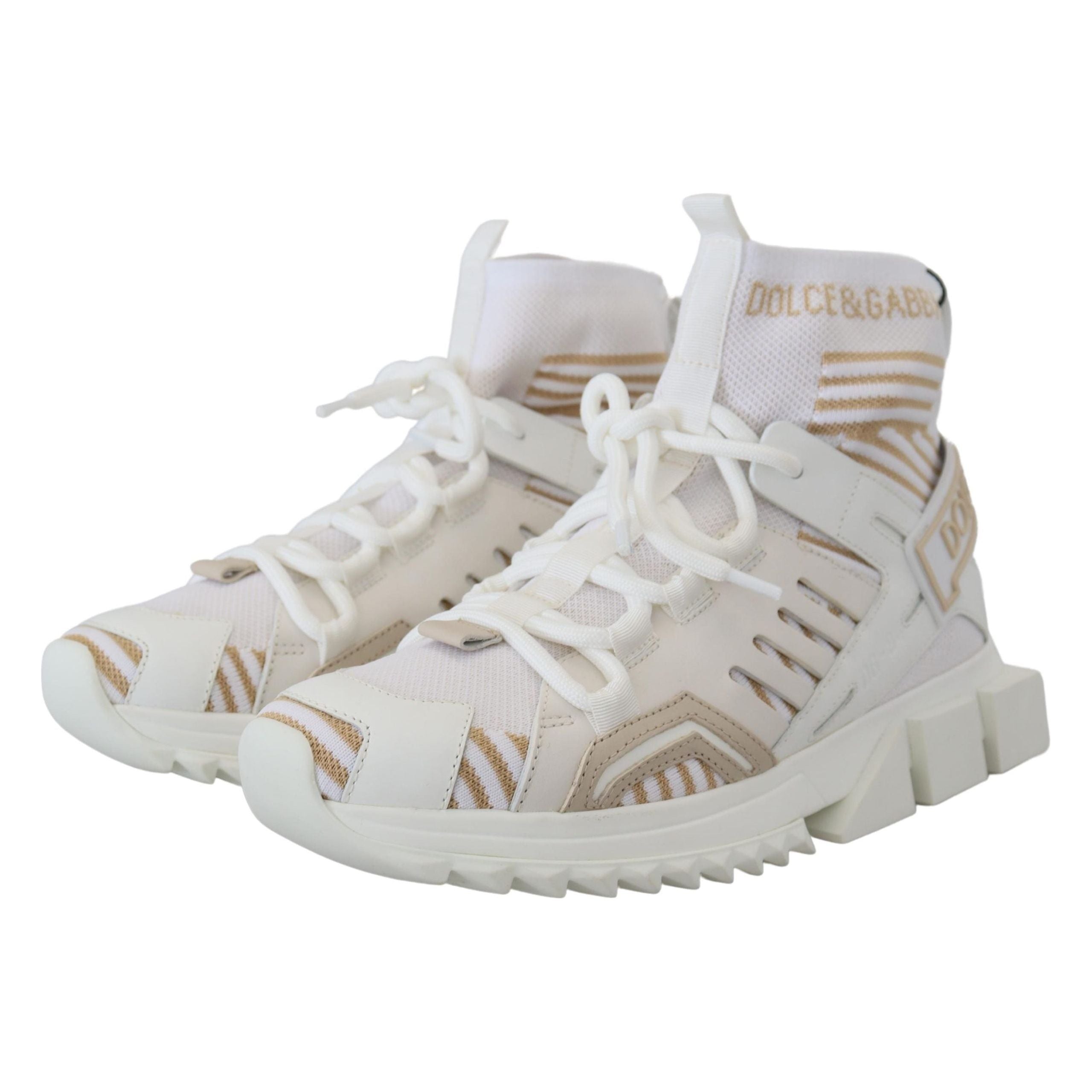 Dolce & Gabbana White Beige Canvas SORRENTO Sneakers