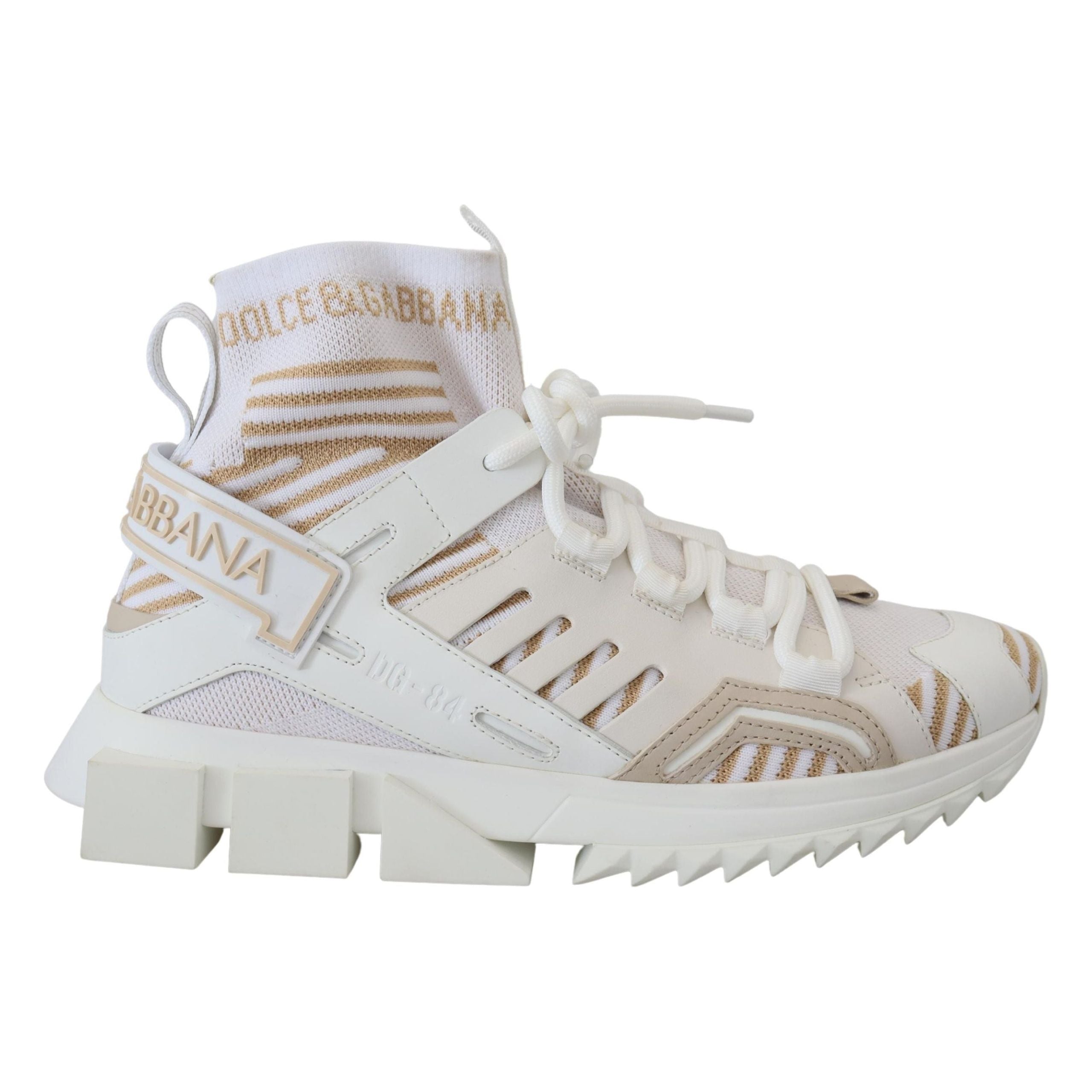 Dolce & Gabbana White Beige Canvas SORRENTO Sneakers