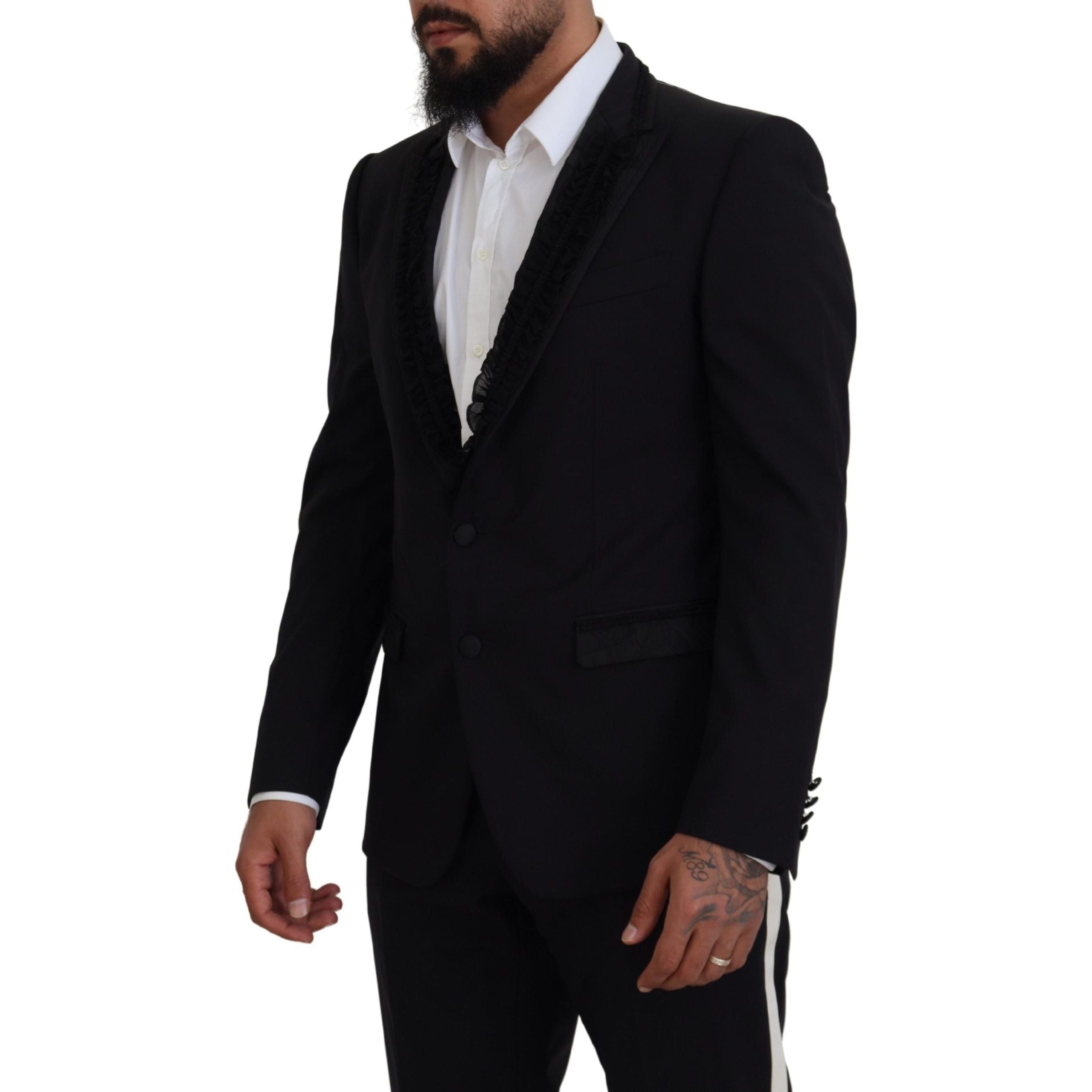 Dolce & Gabbana Black Wool Silk-Lined Evening Blazer