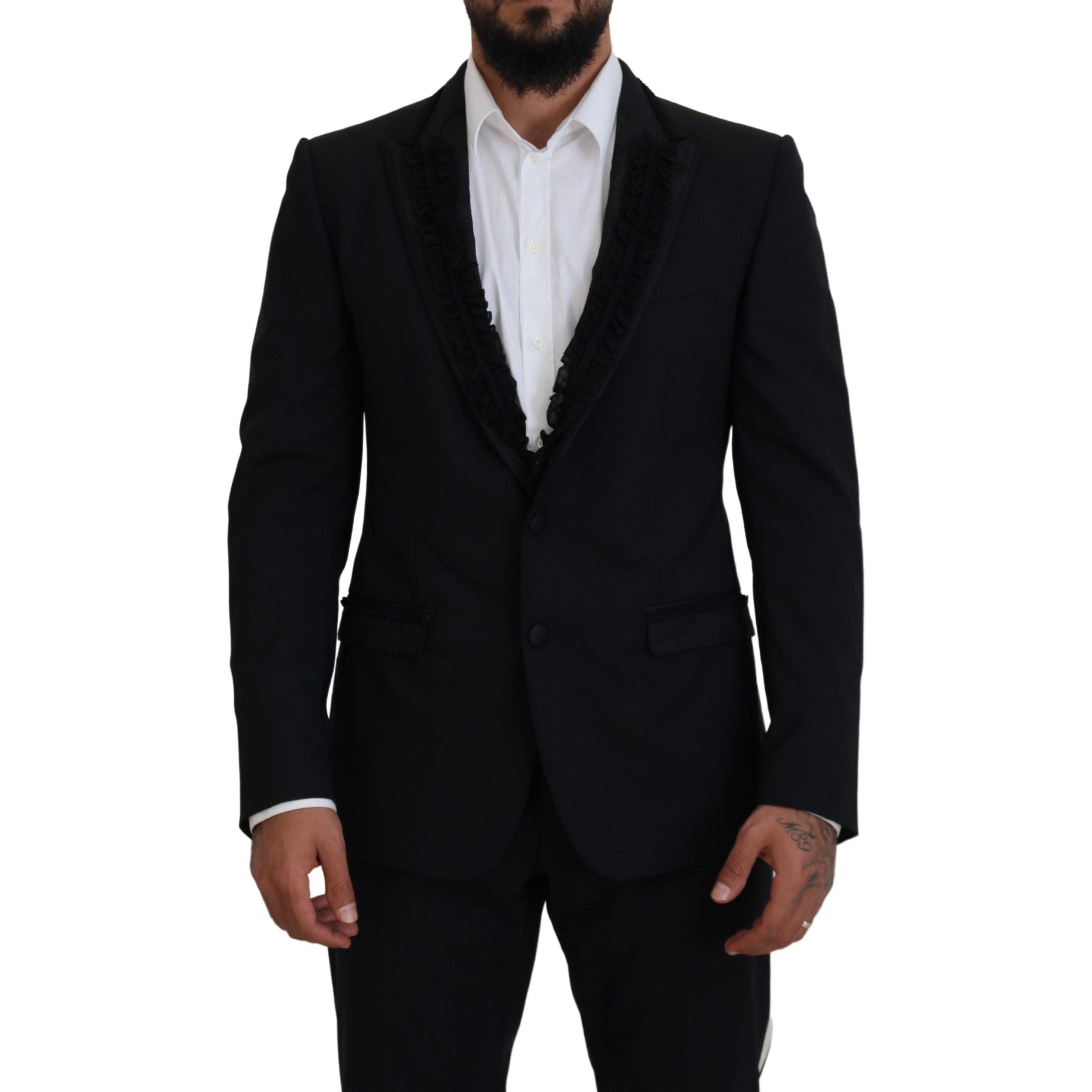 Dolce & Gabbana Black Wool Silk-Lined Evening Blazer