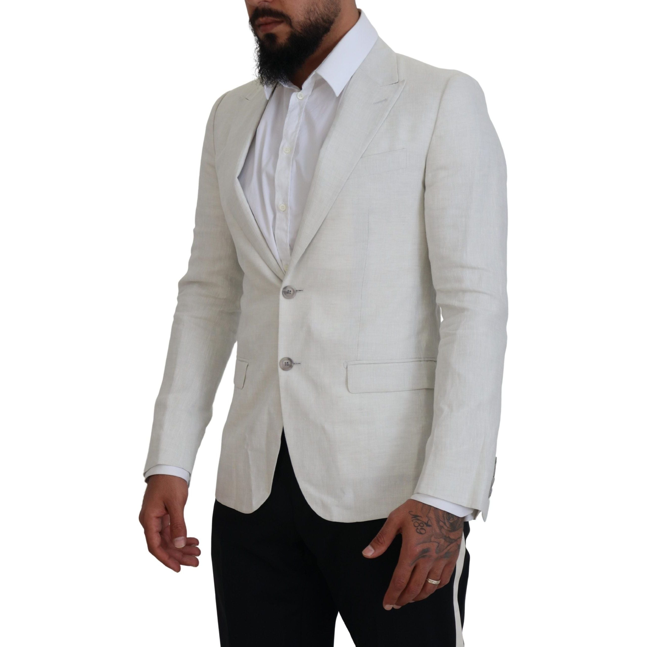 Dolce & Gabbana White Linen Single Breasted Blazer