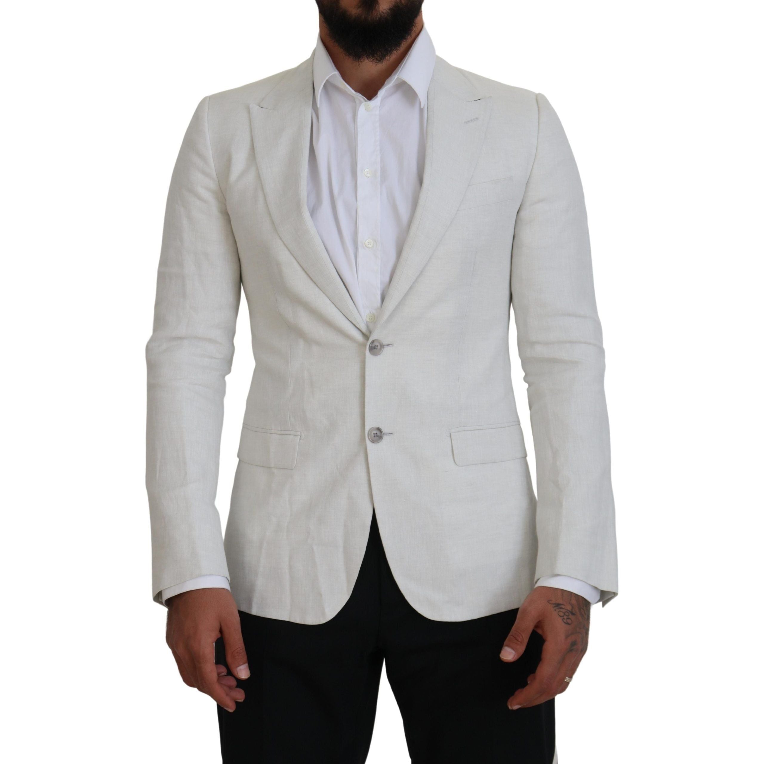 Dolce & Gabbana White Linen Single Breasted Blazer