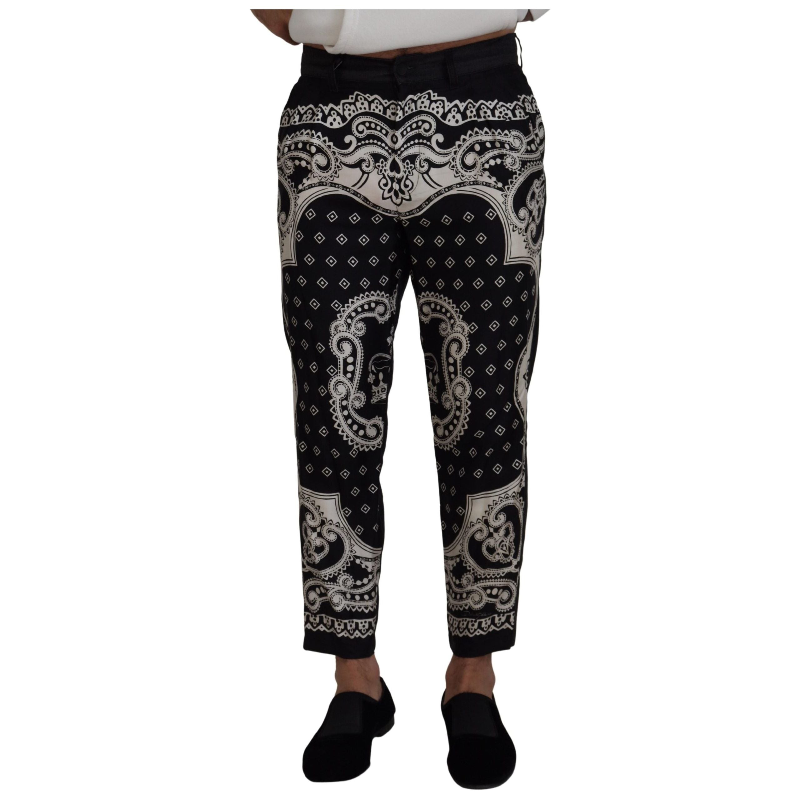 Dolce & Gabbana Black Silk-Cotton Elegant Bandana Pants