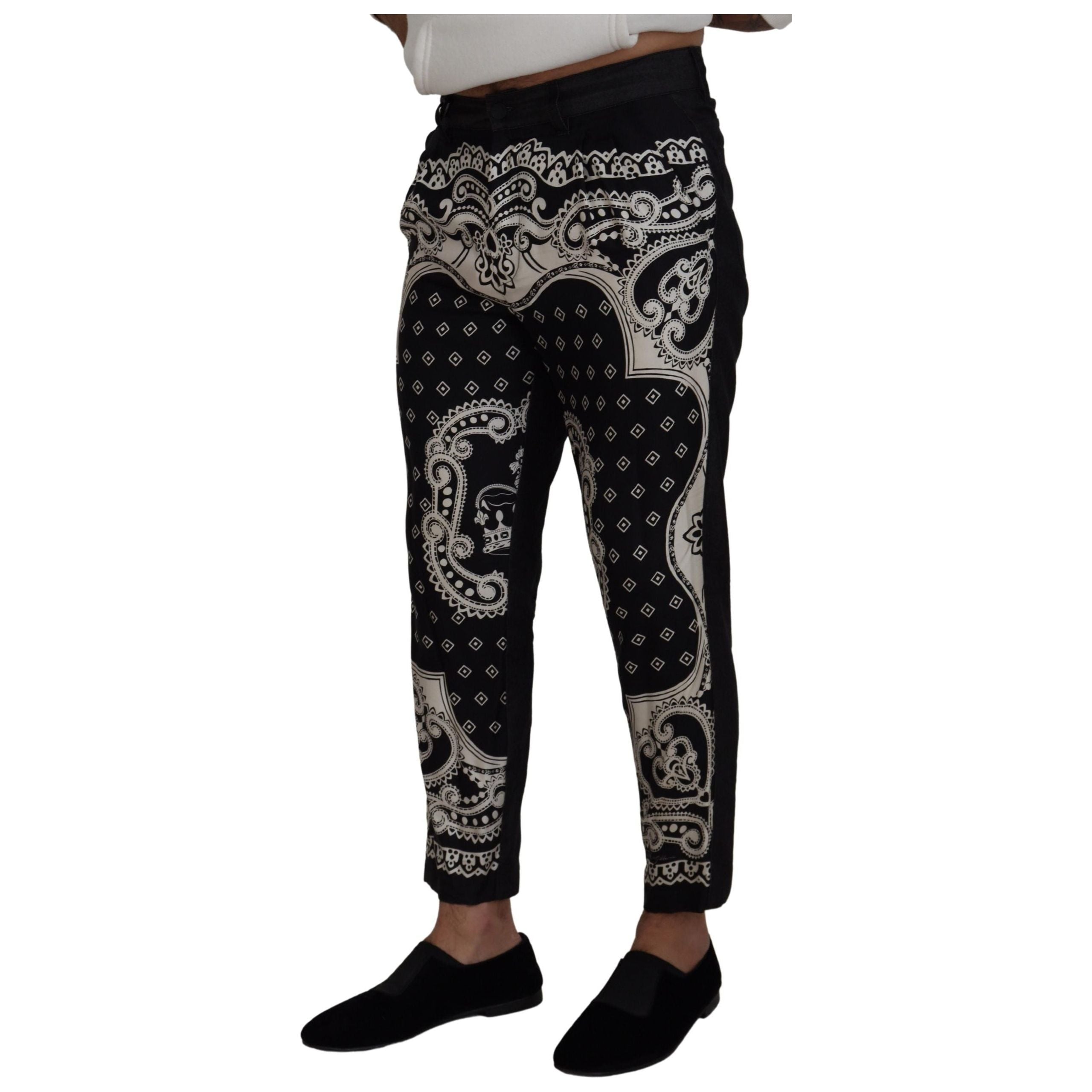 Dolce & Gabbana Black Silk-Cotton Elegant Bandana Pants