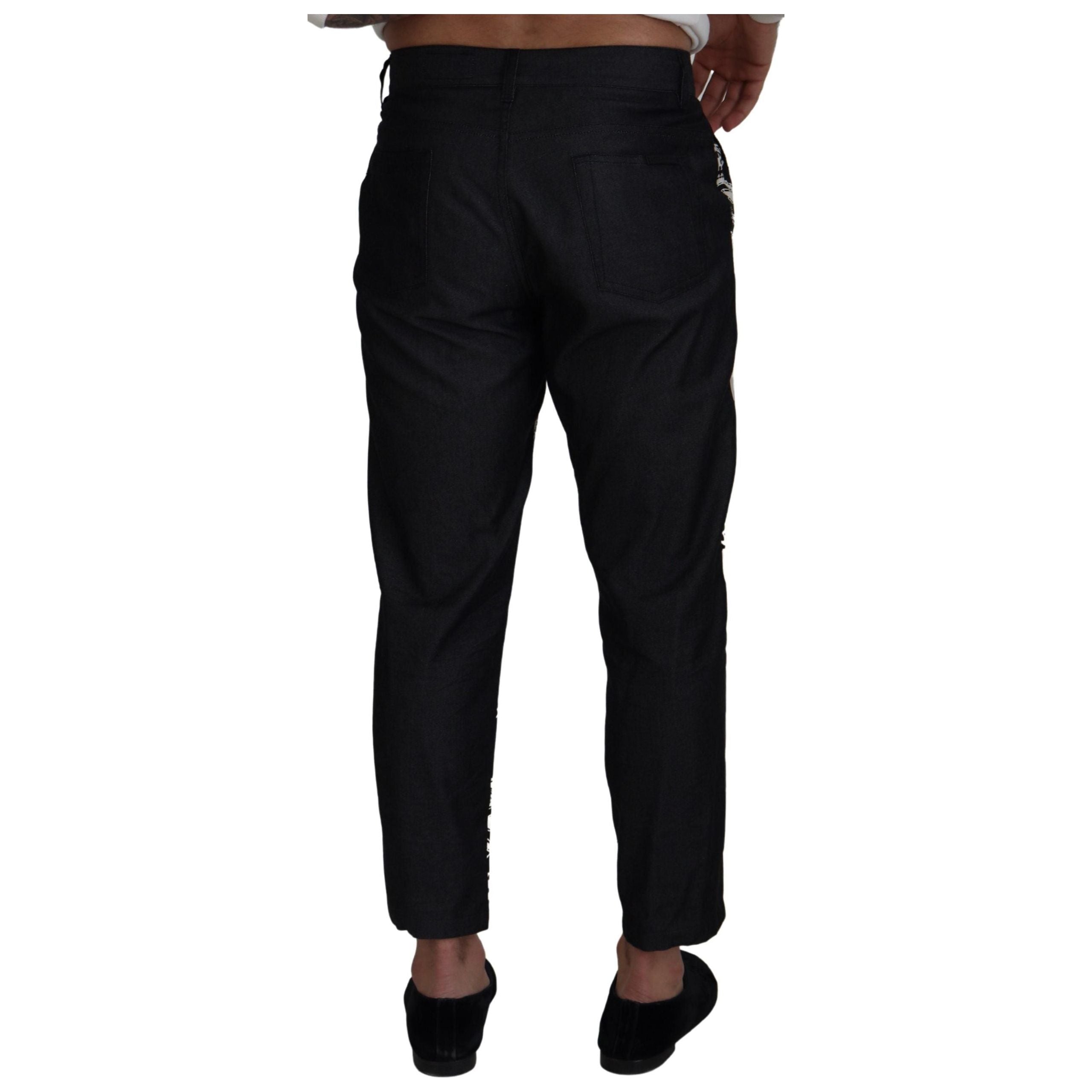Dolce & Gabbana Black Silk-Cotton Elegant Bandana Pants