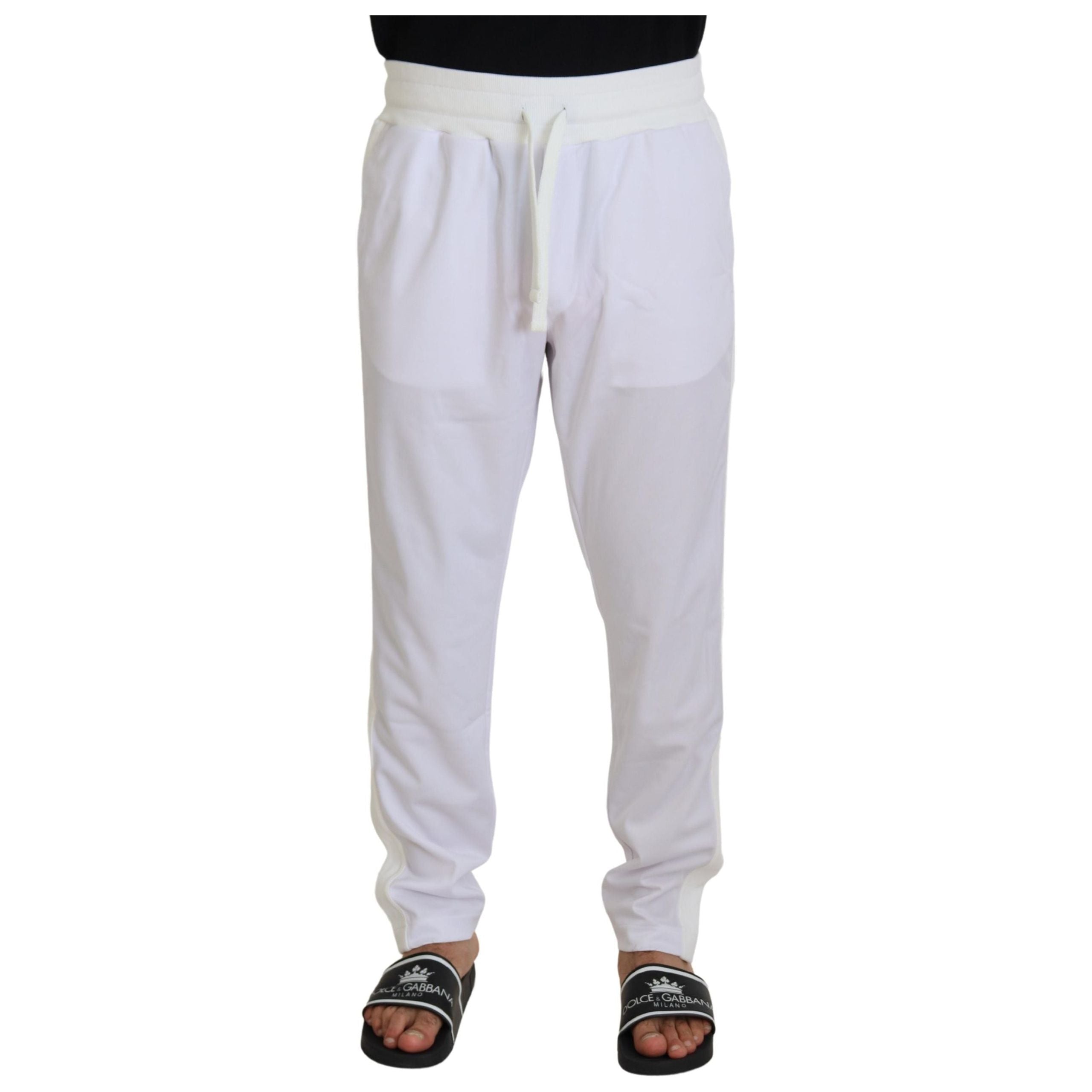 Dolce & Gabbana White Cotton Jogger Pants