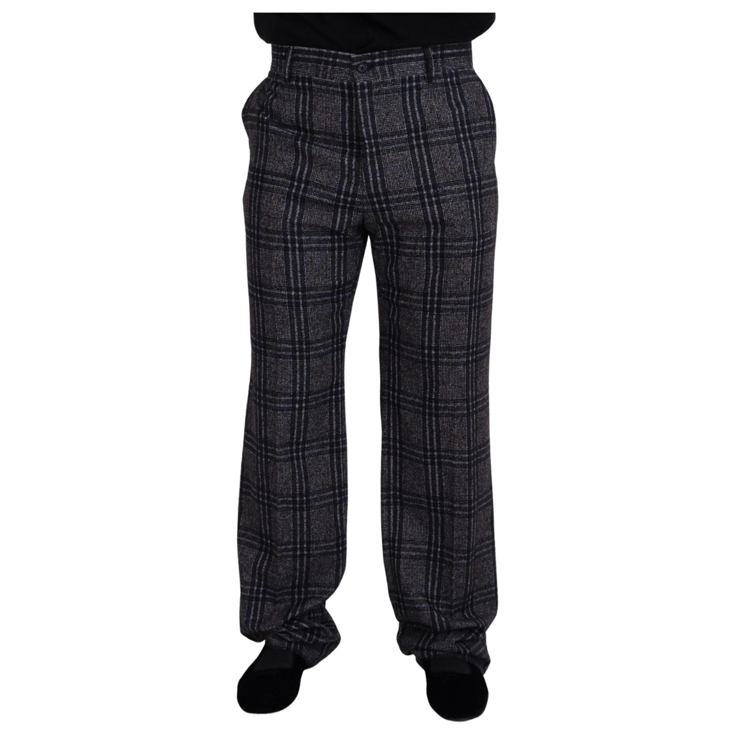 Dolce & Gabbana Gray Alpaca Blend Checkered Pants