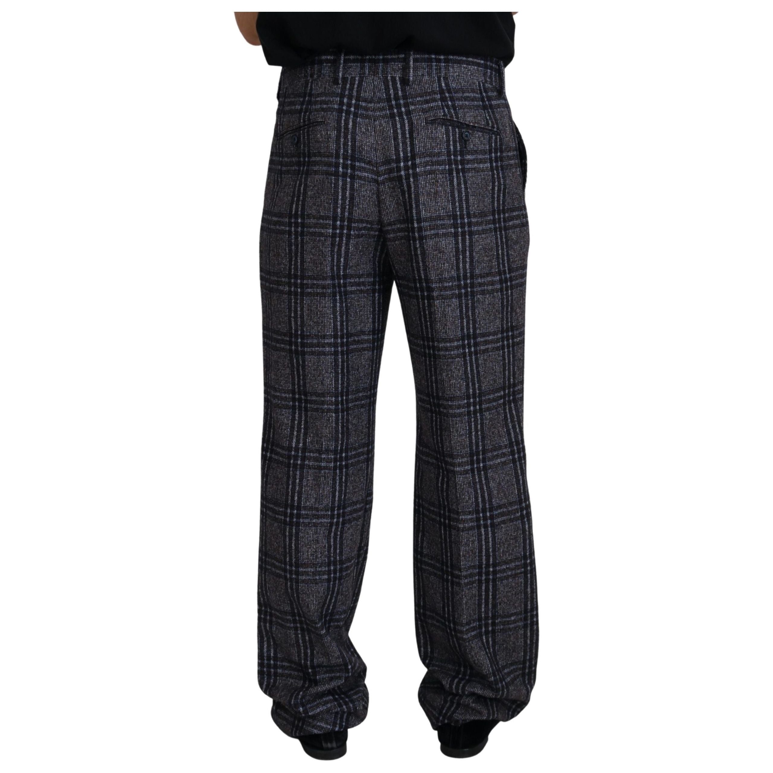 Dolce & Gabbana Gray Alpaca Blend Checkered Pants