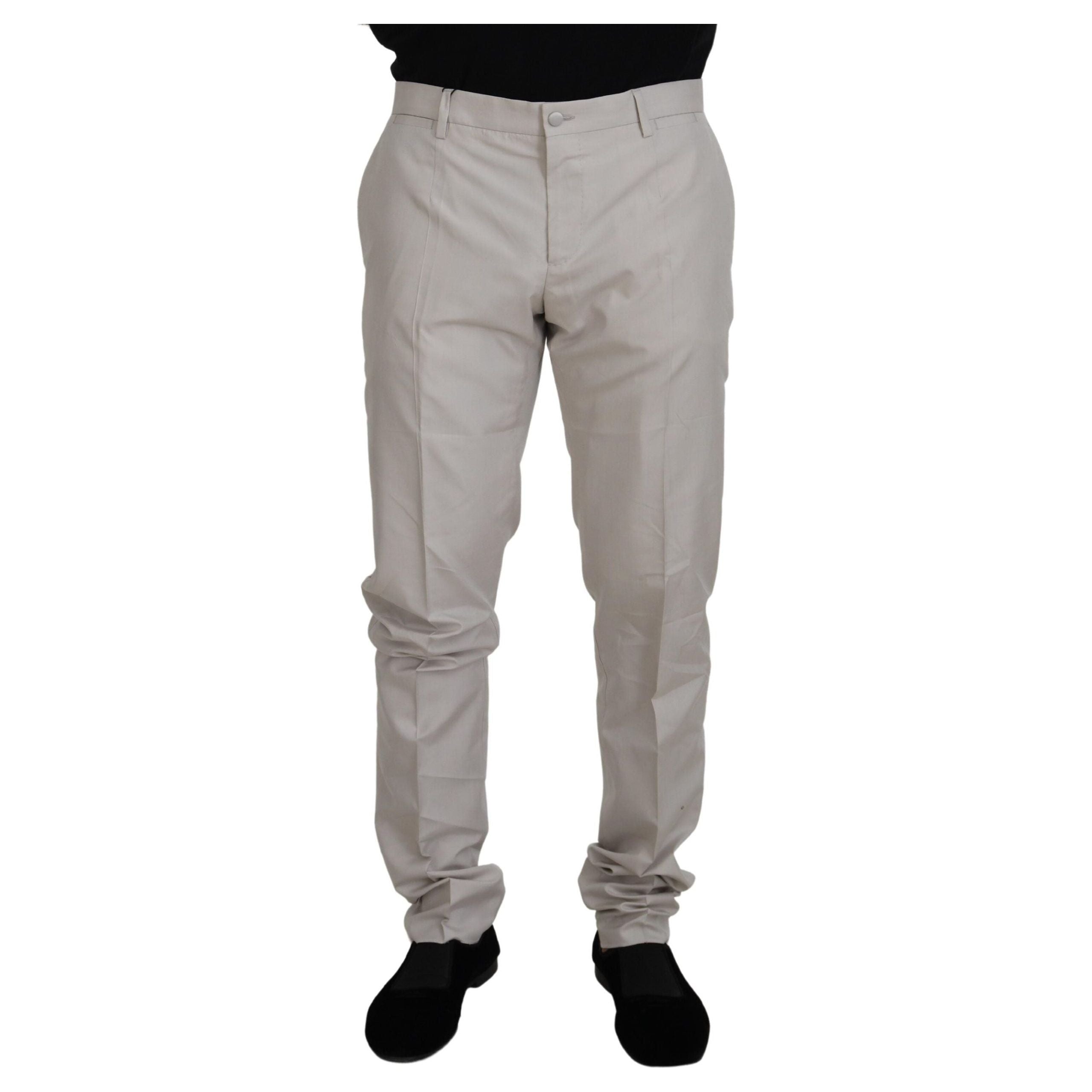 Dolce & Gabbana Off White Silk Blend Trousers