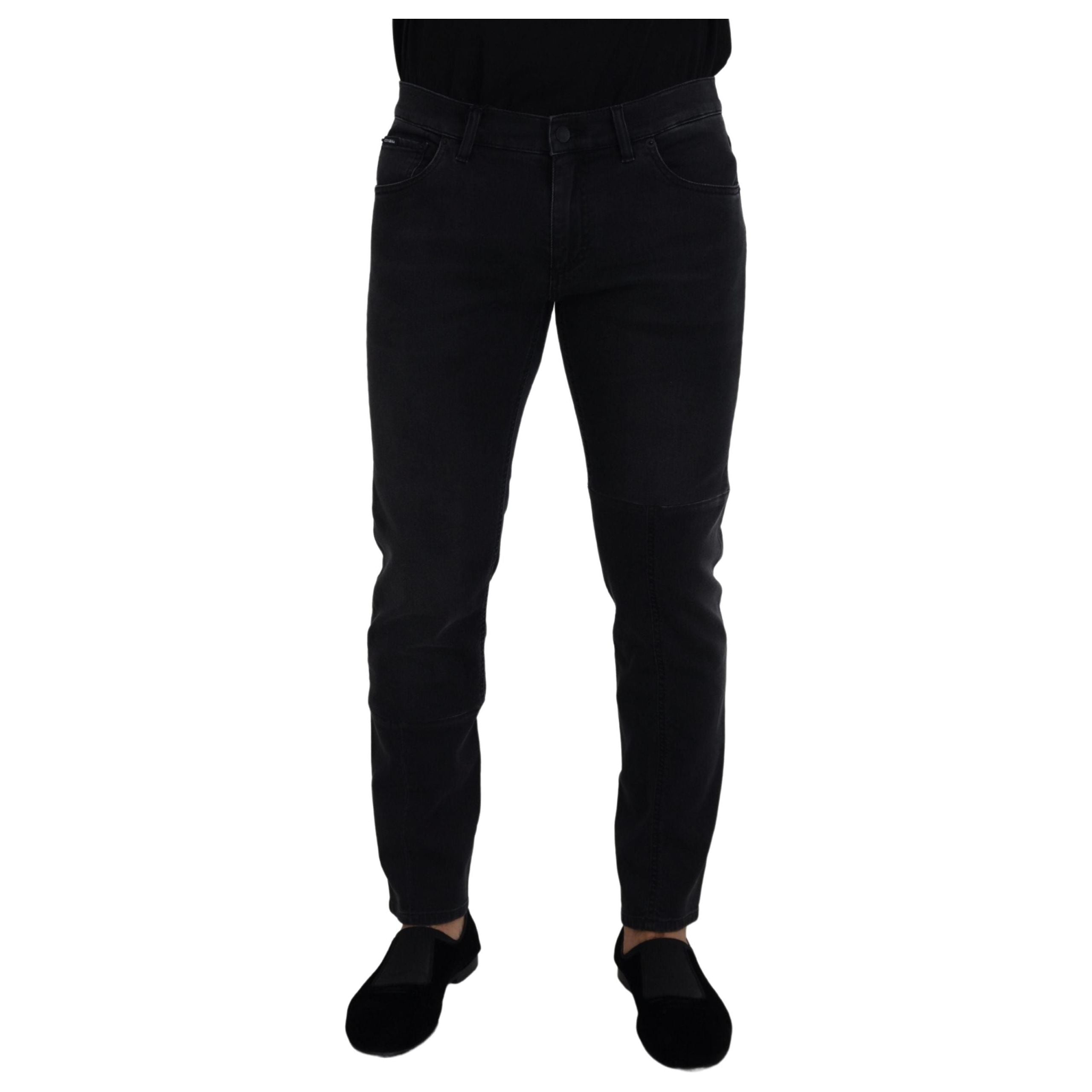 Dolce & Gabbana Sleek Black Cotton Blend Denim Pants