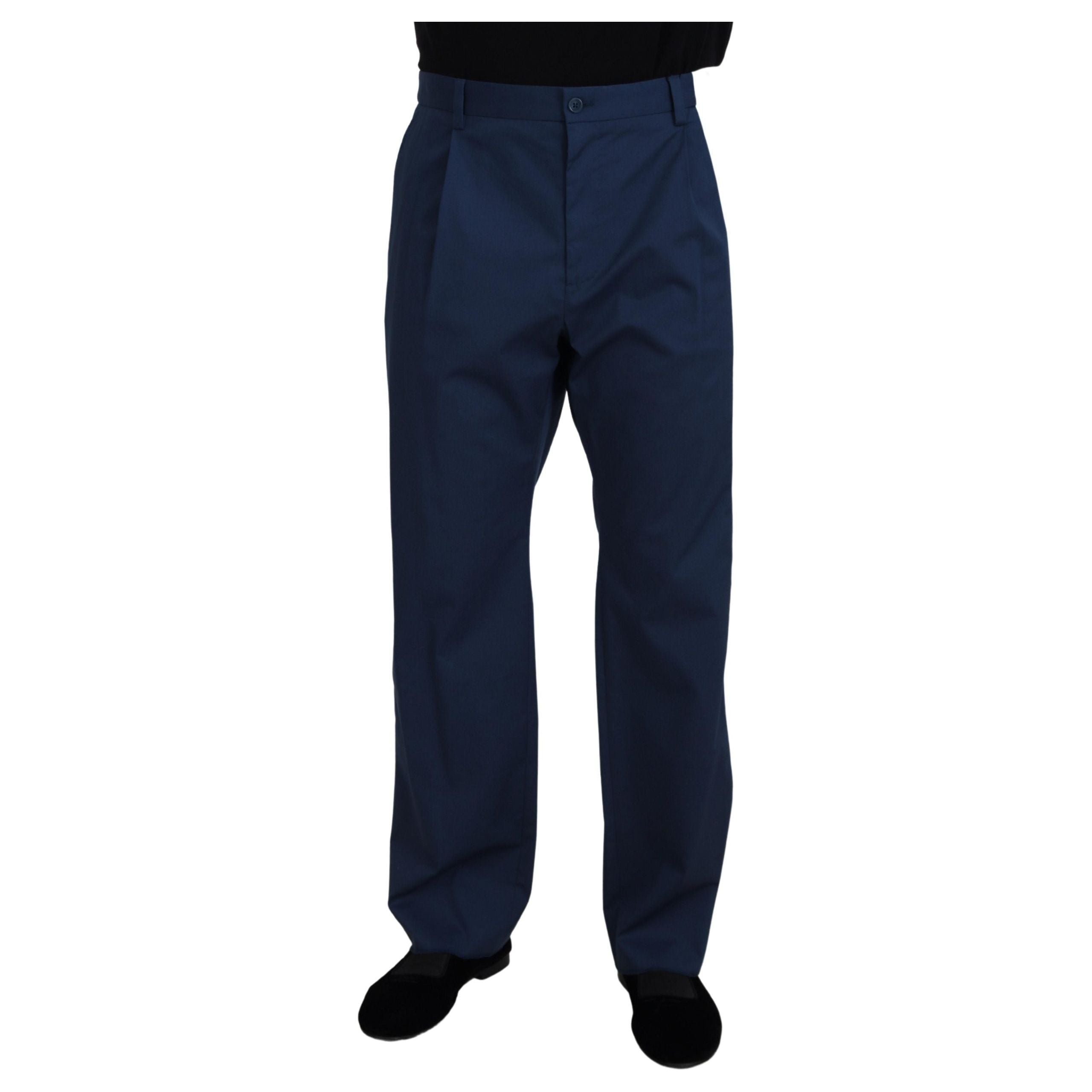 Dolce & Gabbana Elegant Blue Cotton Blend Pants