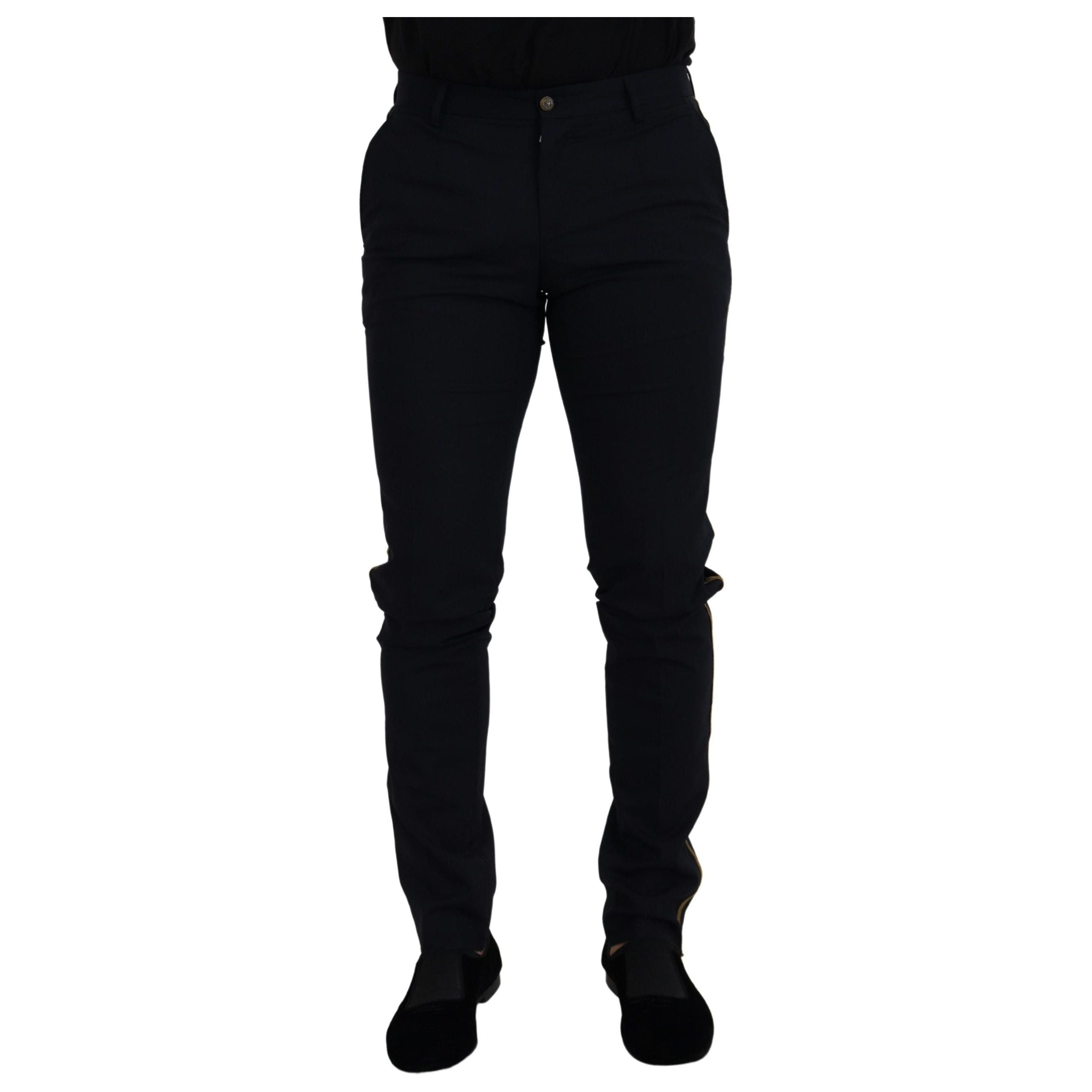 Dolce & Gabbana Black Wool-Blend Trousers for Sophistication