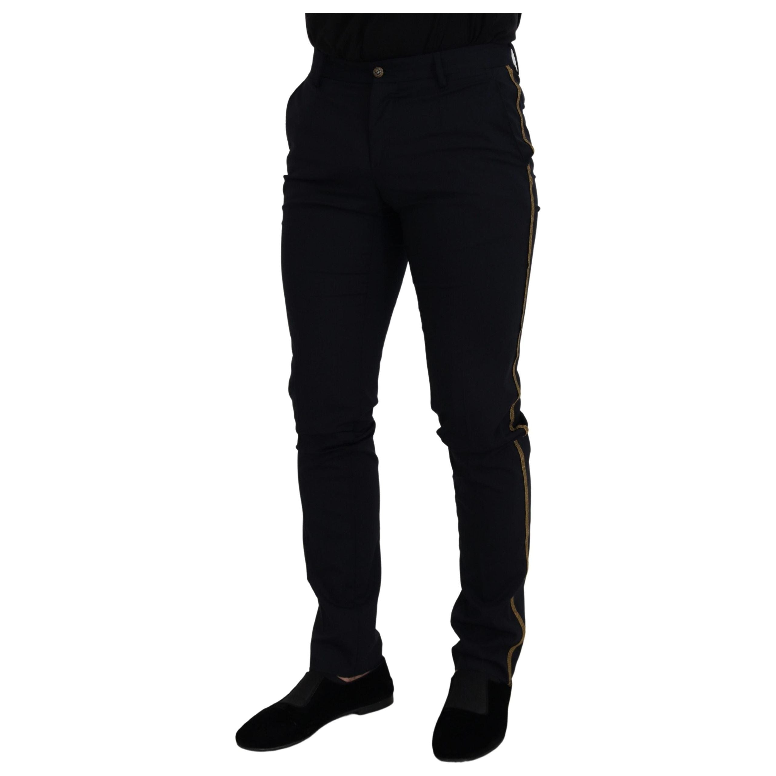 Dolce & Gabbana Black Wool-Blend Trousers for Sophistication