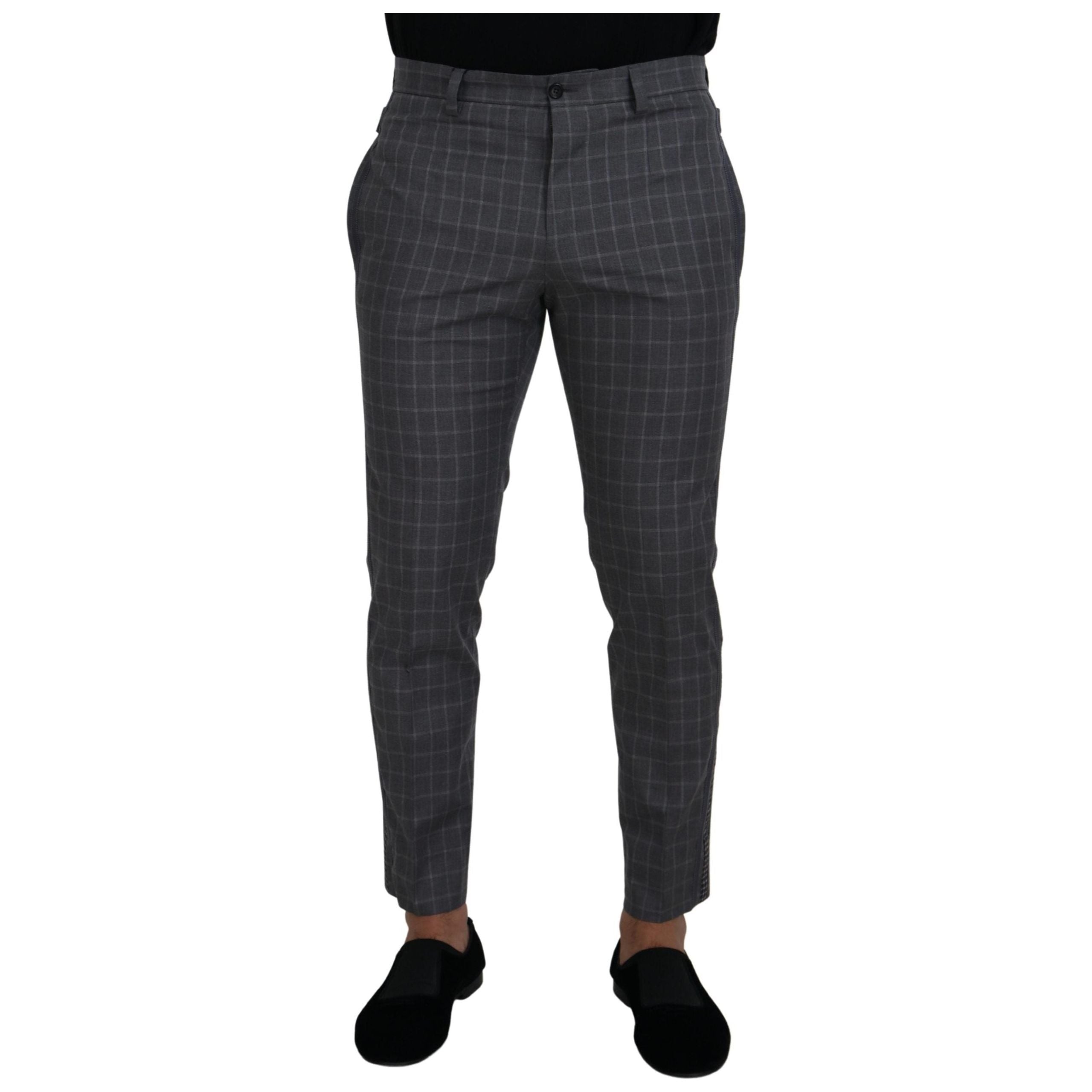 Dolce & Gabbana Grey Checkered Cotton Pants