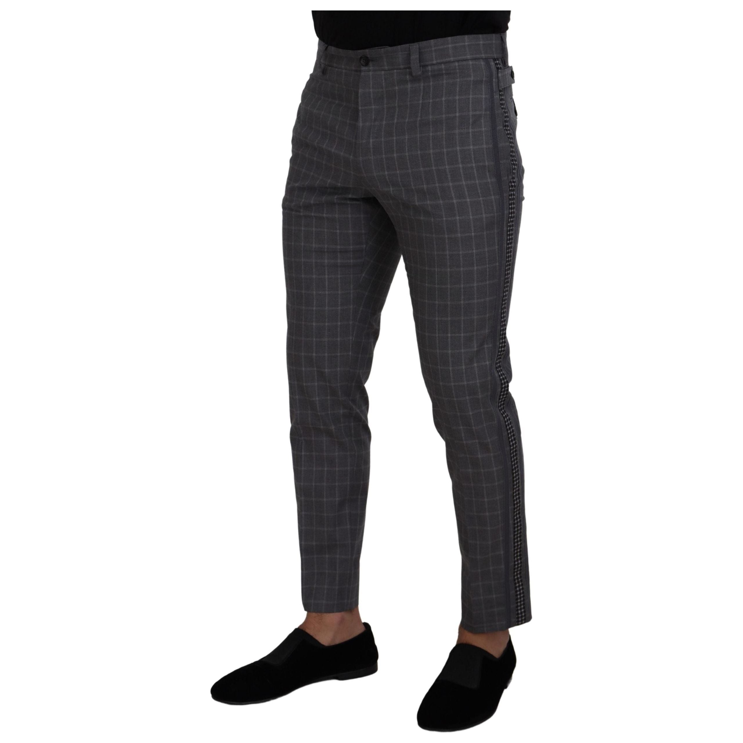Dolce & Gabbana Grey Checkered Cotton Pants