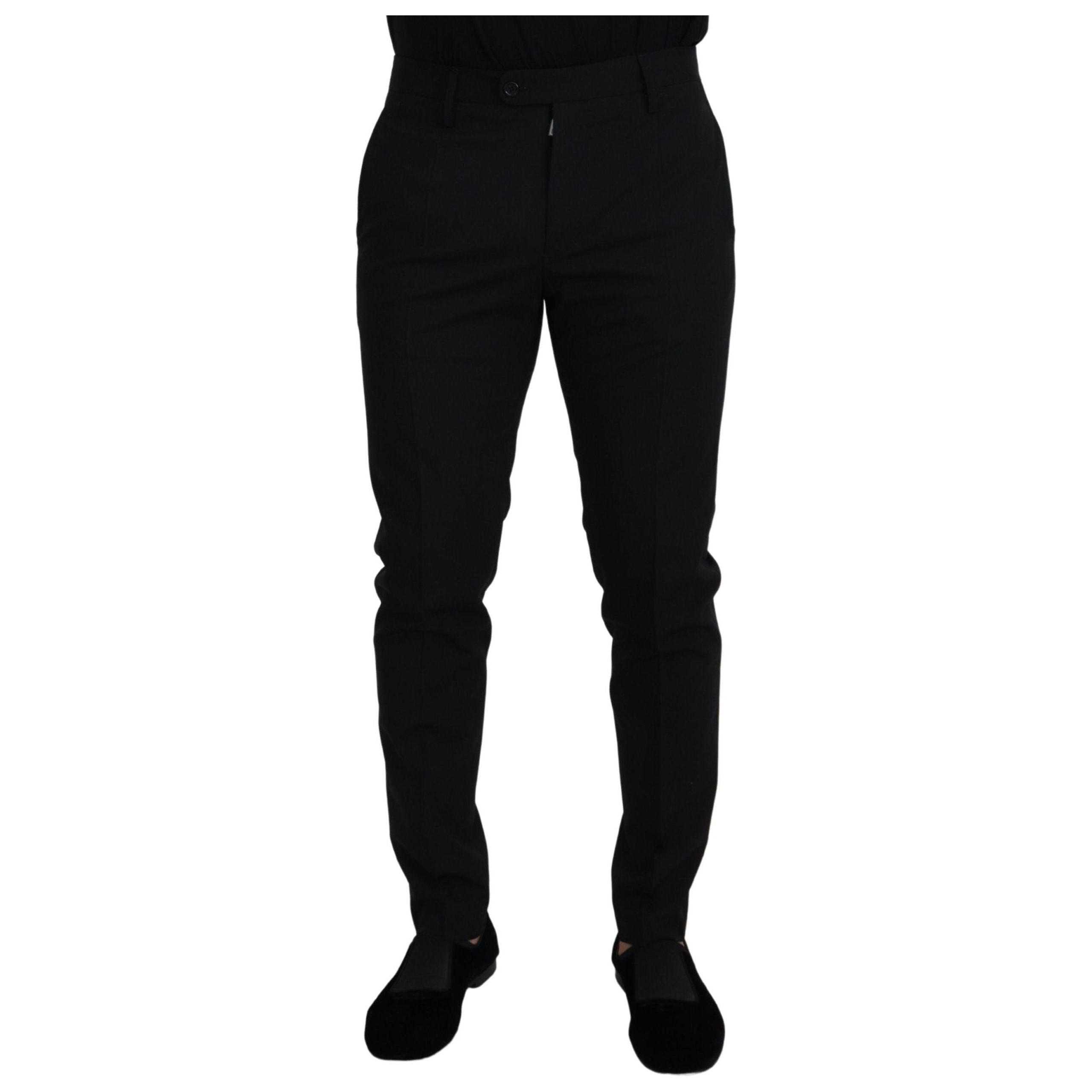 Dolce & Gabbana Black Wool-Blend Trousers for Elegance