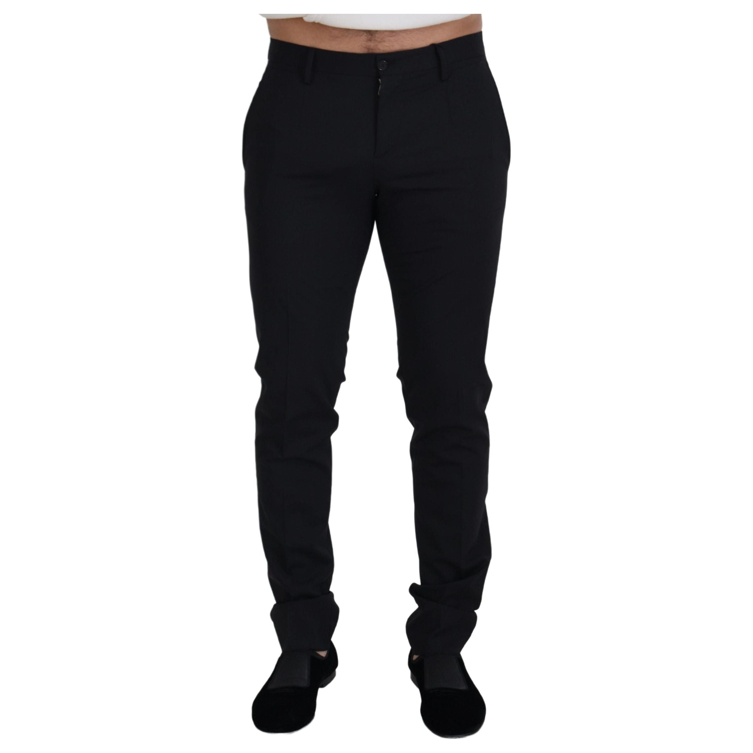 Dolce & Gabbana Black Wool Blend Trousers for Sophistication