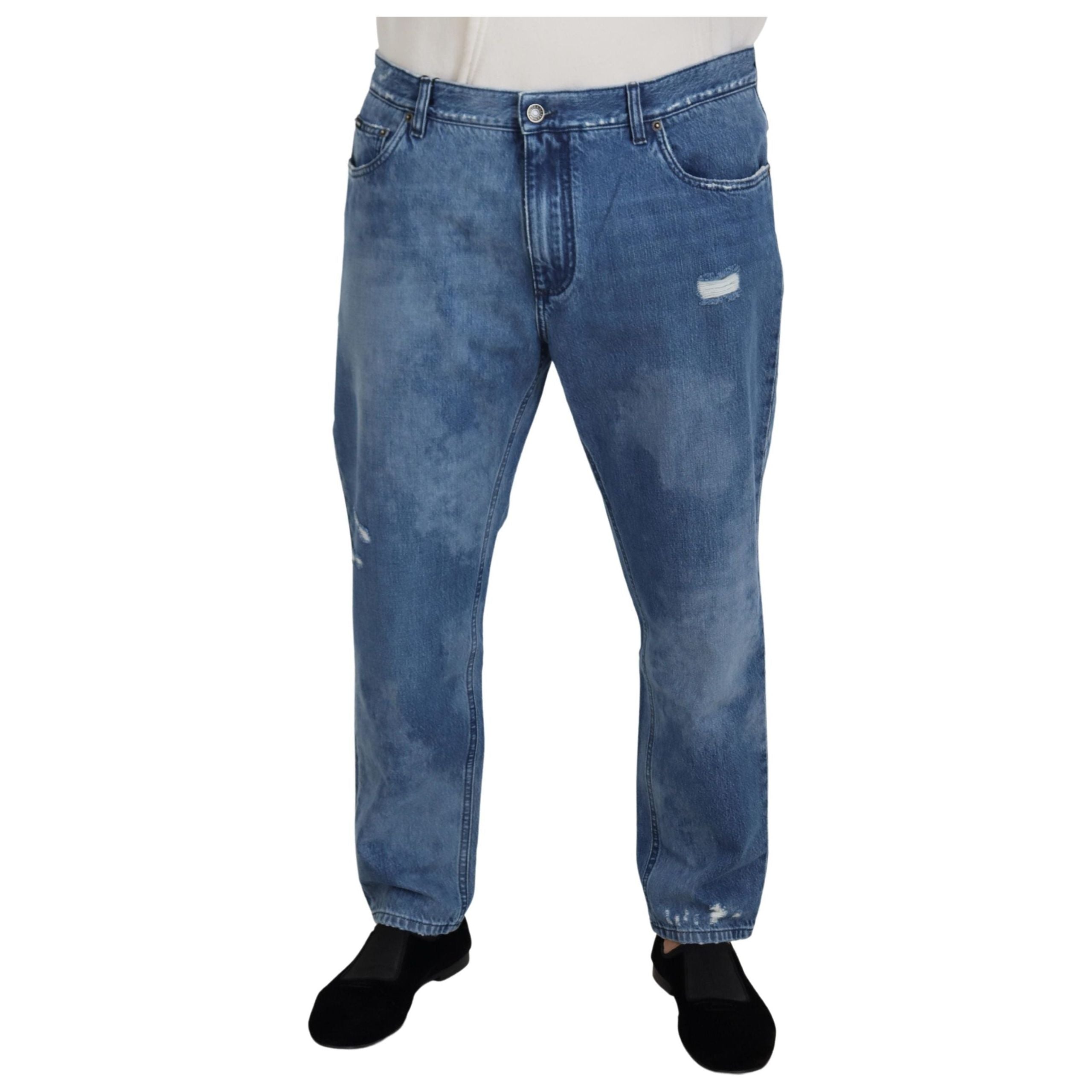 Dolce & Gabbana Blue Cotton Denim Pants for Effortless Elegance