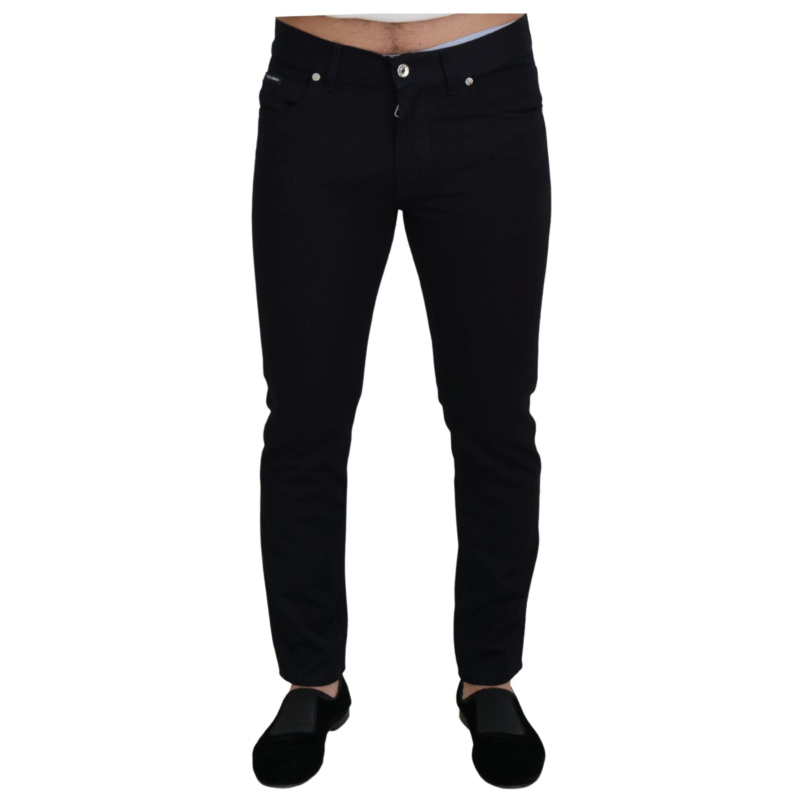Dolce & Gabbana Black Silk Blend Denim Pants