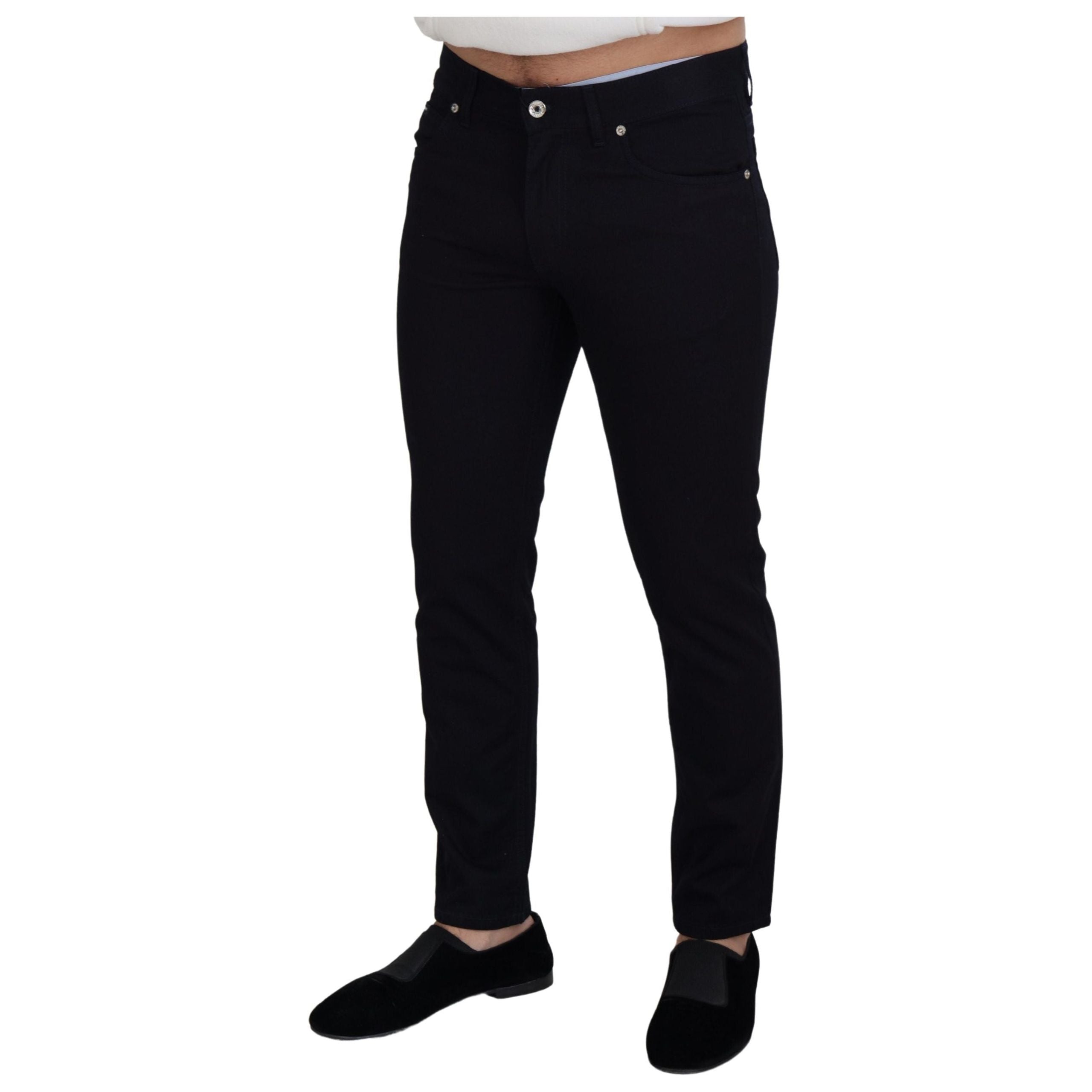 Dolce & Gabbana Black Silk Blend Denim Pants