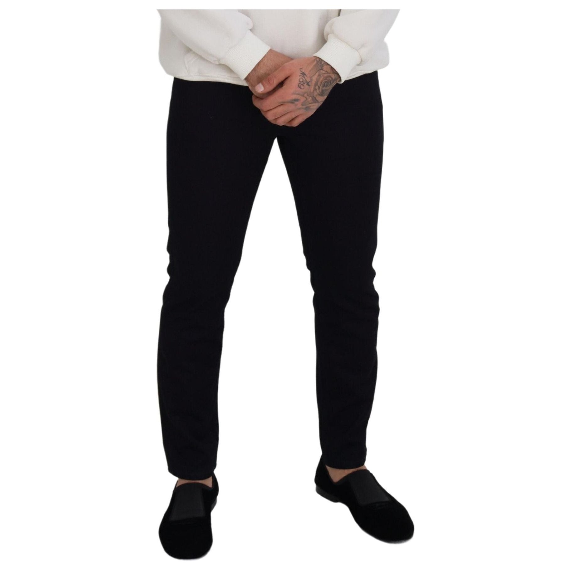Dolce & Gabbana Black Silk Blend Denim Pants