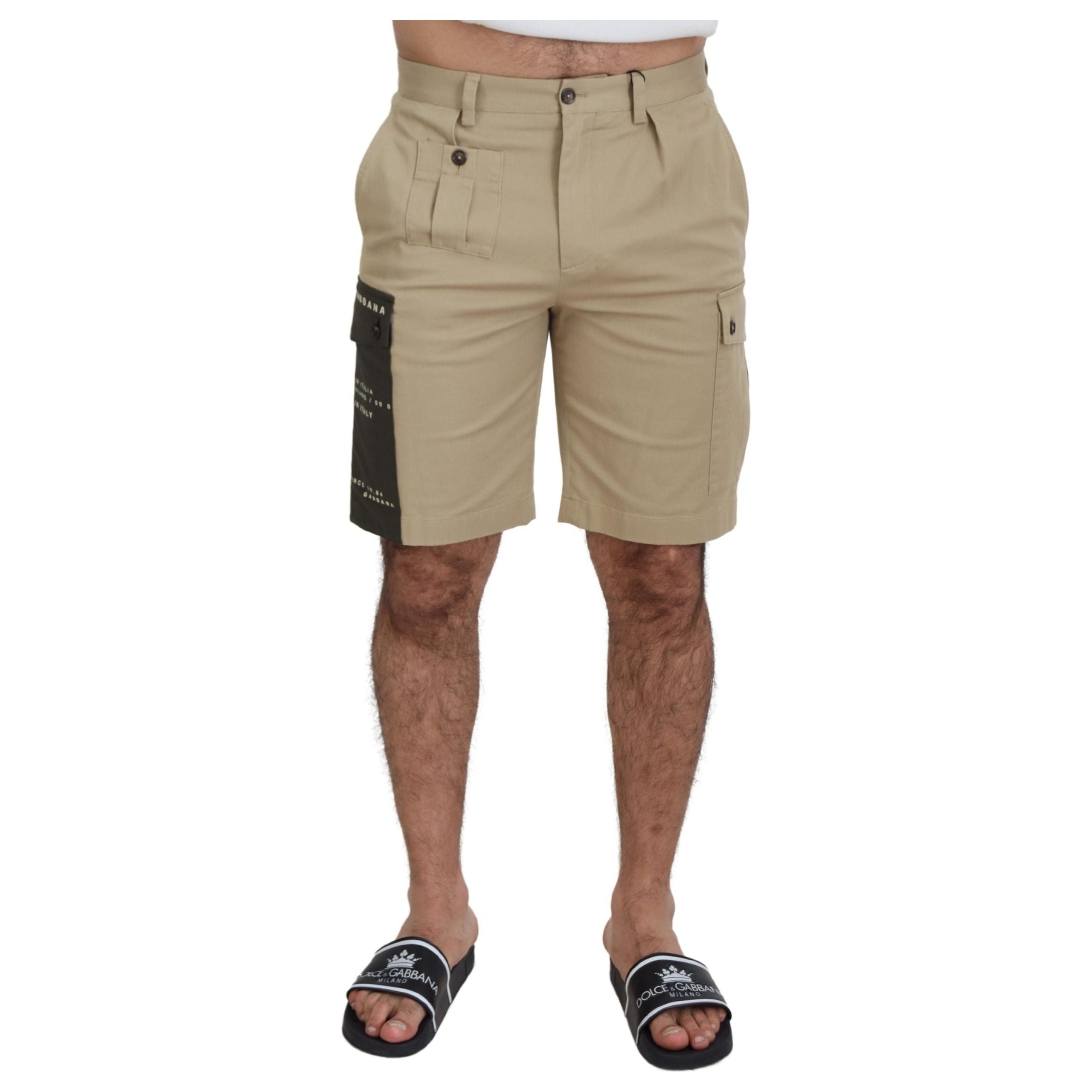 Dolce & Gabbana Beige Cotton Blend Designer Shorts