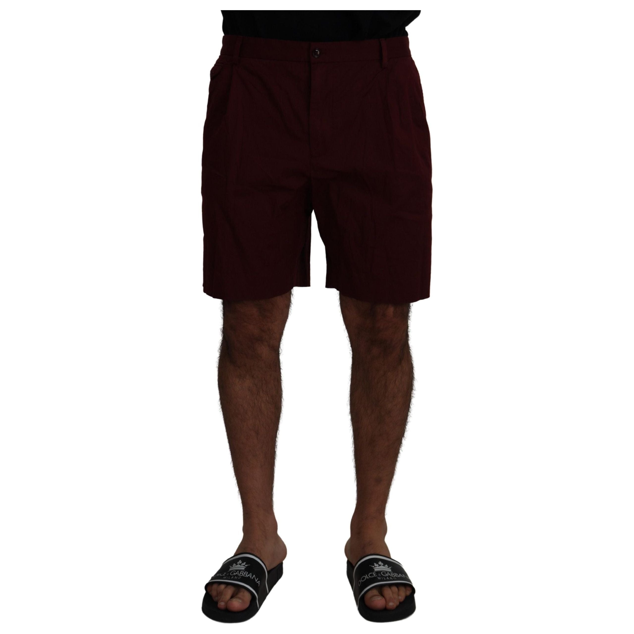 Dolce & Gabbana Maroon Cotton Blend Shorts